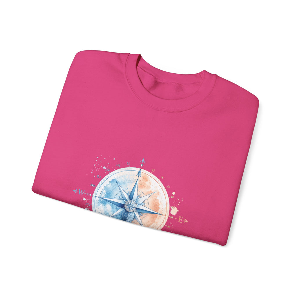 Matching Couple Sweatshirt - Compass North & South Matching Couple Premium Fleece Sweatshirt Watercolor Art His Hers Birthday Gift - Design B