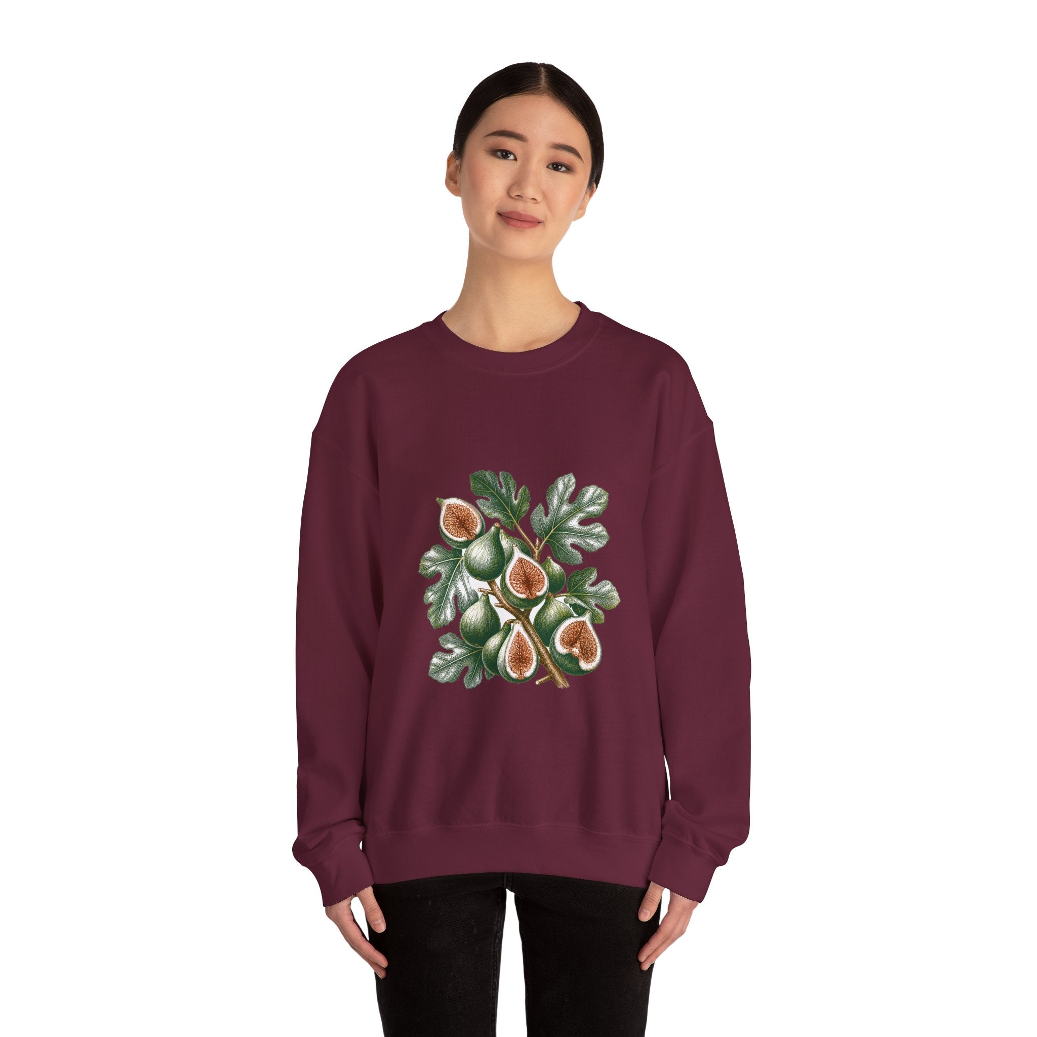 Matching Couple Sweatshirt - Olive Branch & Fig Matching Couple Premium Fleece Sweatshirt Hand-Drawn Art His Hers Anniversary Gift - Design B