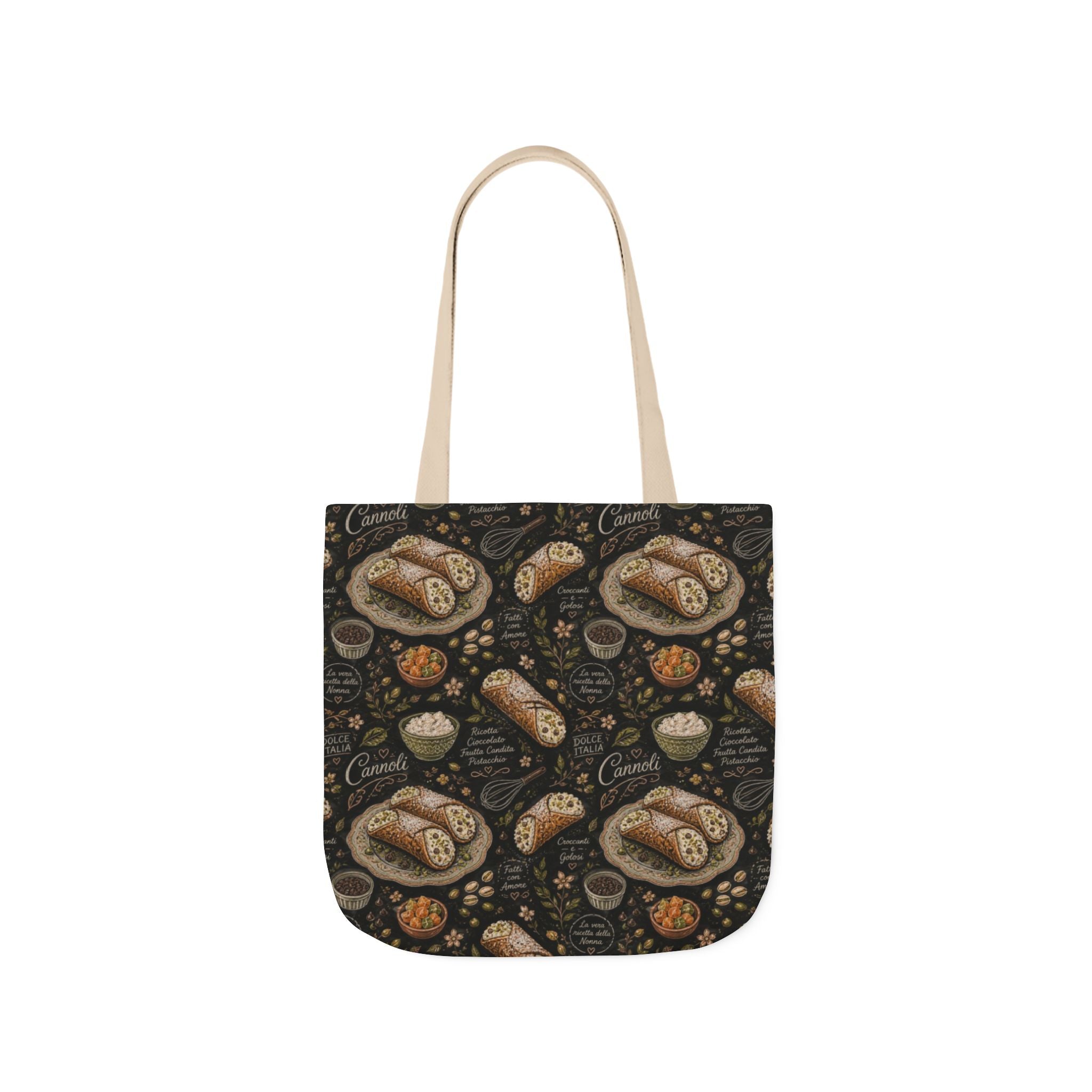 Sicilian Cannoli Canvas Tote Bag Mediterranean Kitchen Chalk Art Design Italian Cottagecore Gift