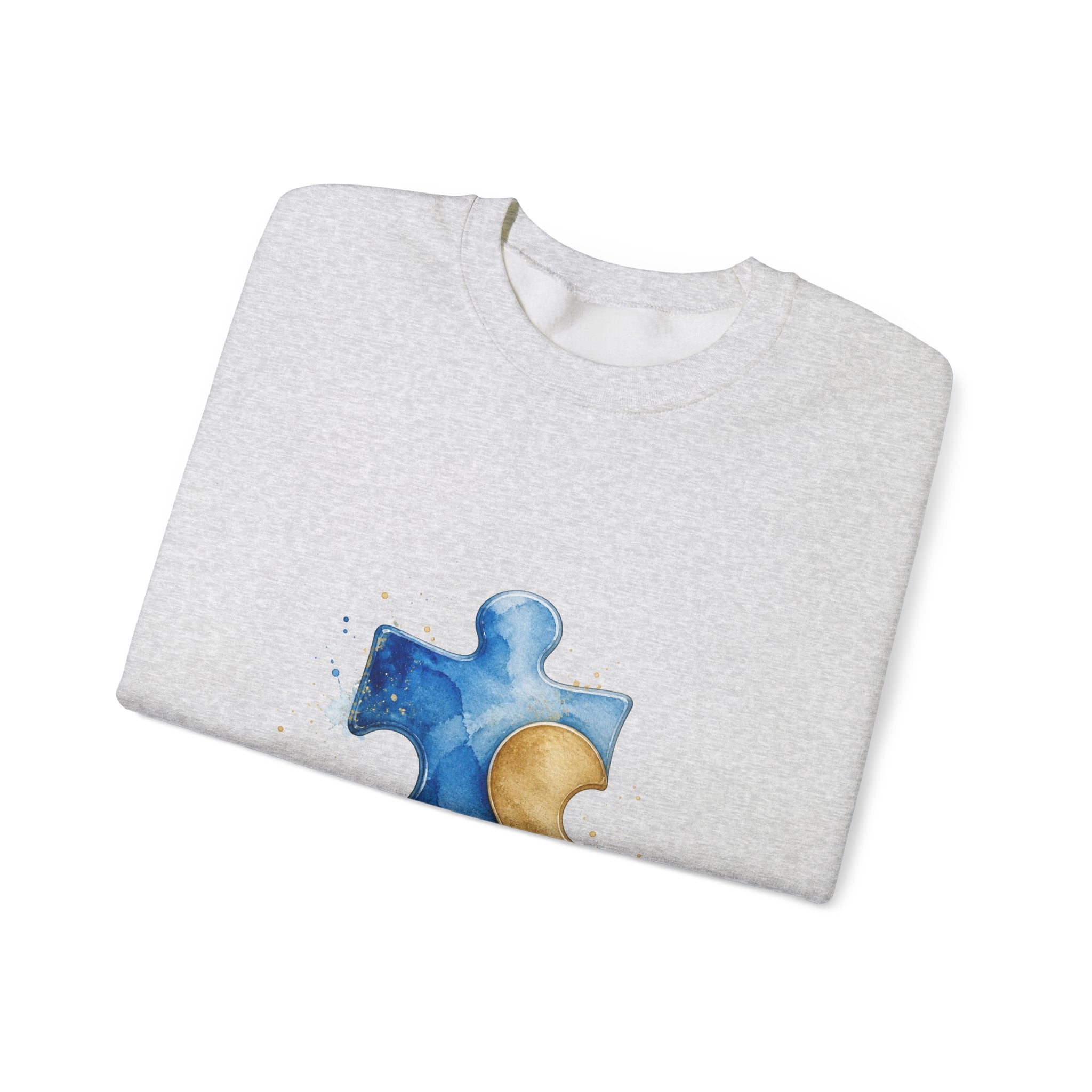 Matching Couple Sweatshirt - Puzzle Pieces Matching Couple Crewneck Sweatshirt Watercolor Art His Hers Engagement Gift - Design A