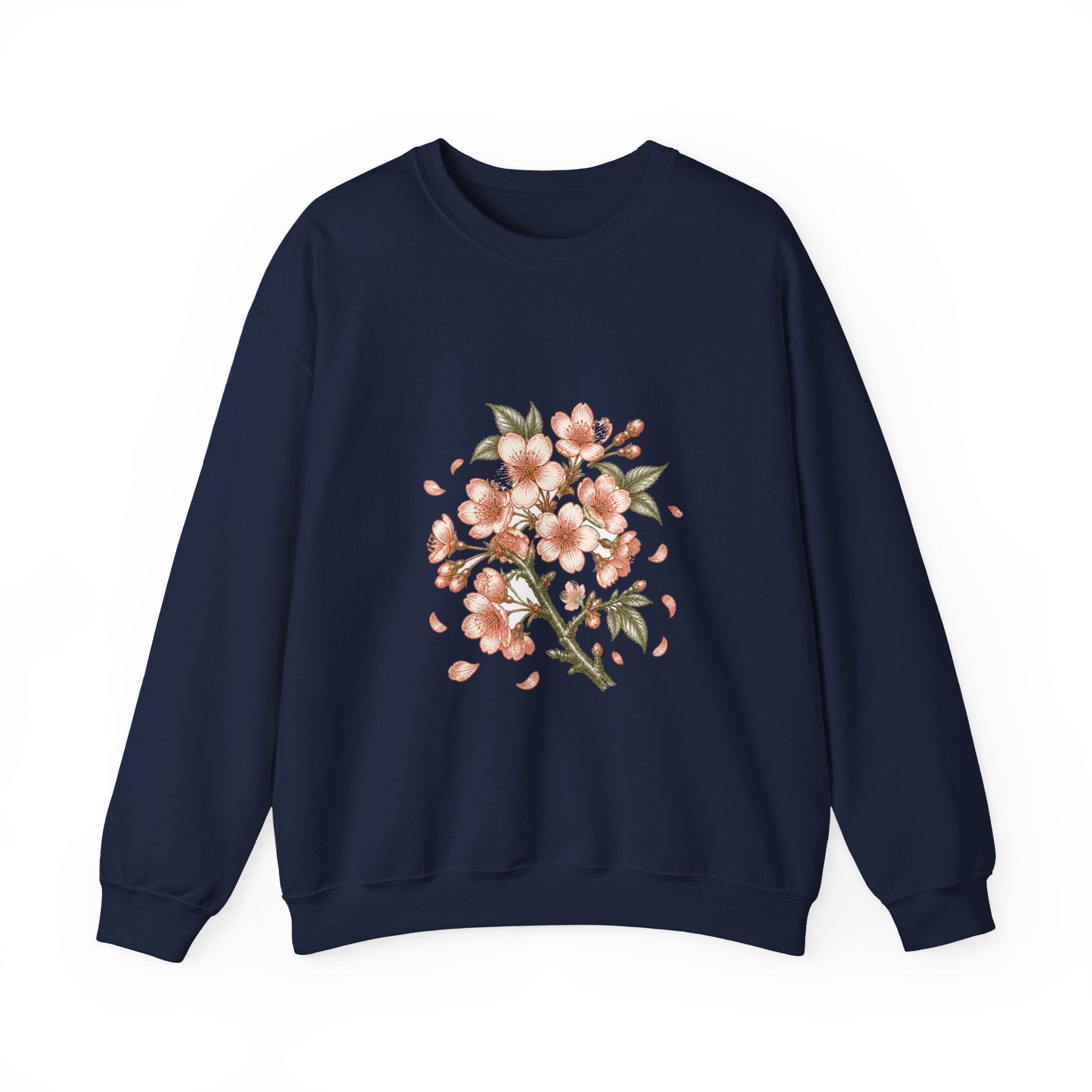 Matching Couple Sweatshirt - Cherry Blossom & Maple Leaf Matching Couple Comfort Colors Crew Vintage Art His Hers Honeymoon Gift - Design A