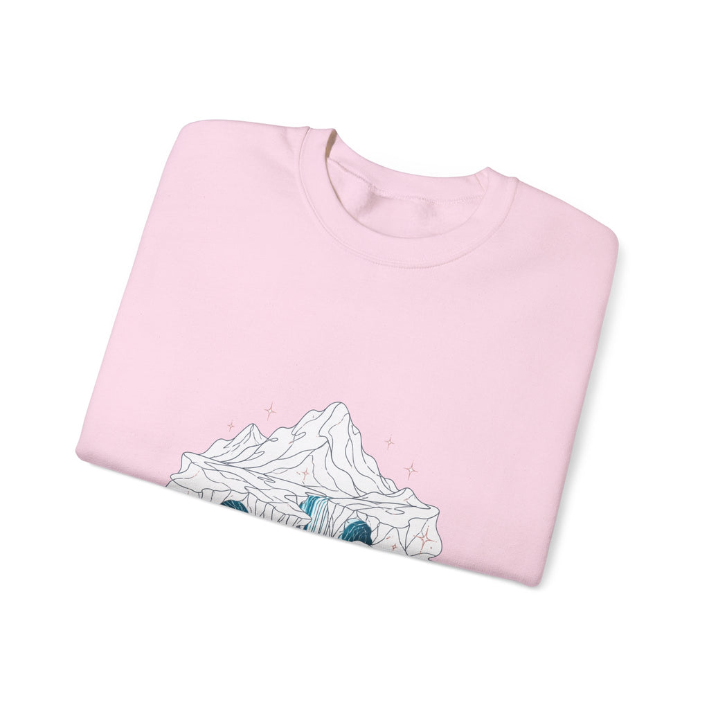 Matching Couple Sweatshirt - Volcano & Glacier Matching Couple Premium Fleece Sweatshirt Minimalist Art His Hers Christmas Gift - Design B