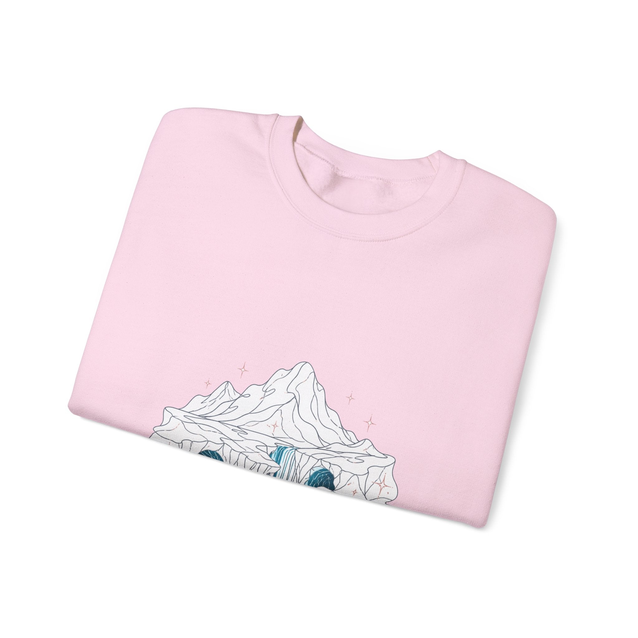 Matching Couple Sweatshirt - Volcano & Glacier Matching Couple Premium Fleece Sweatshirt Minimalist Art His Hers Christmas Gift - Design B