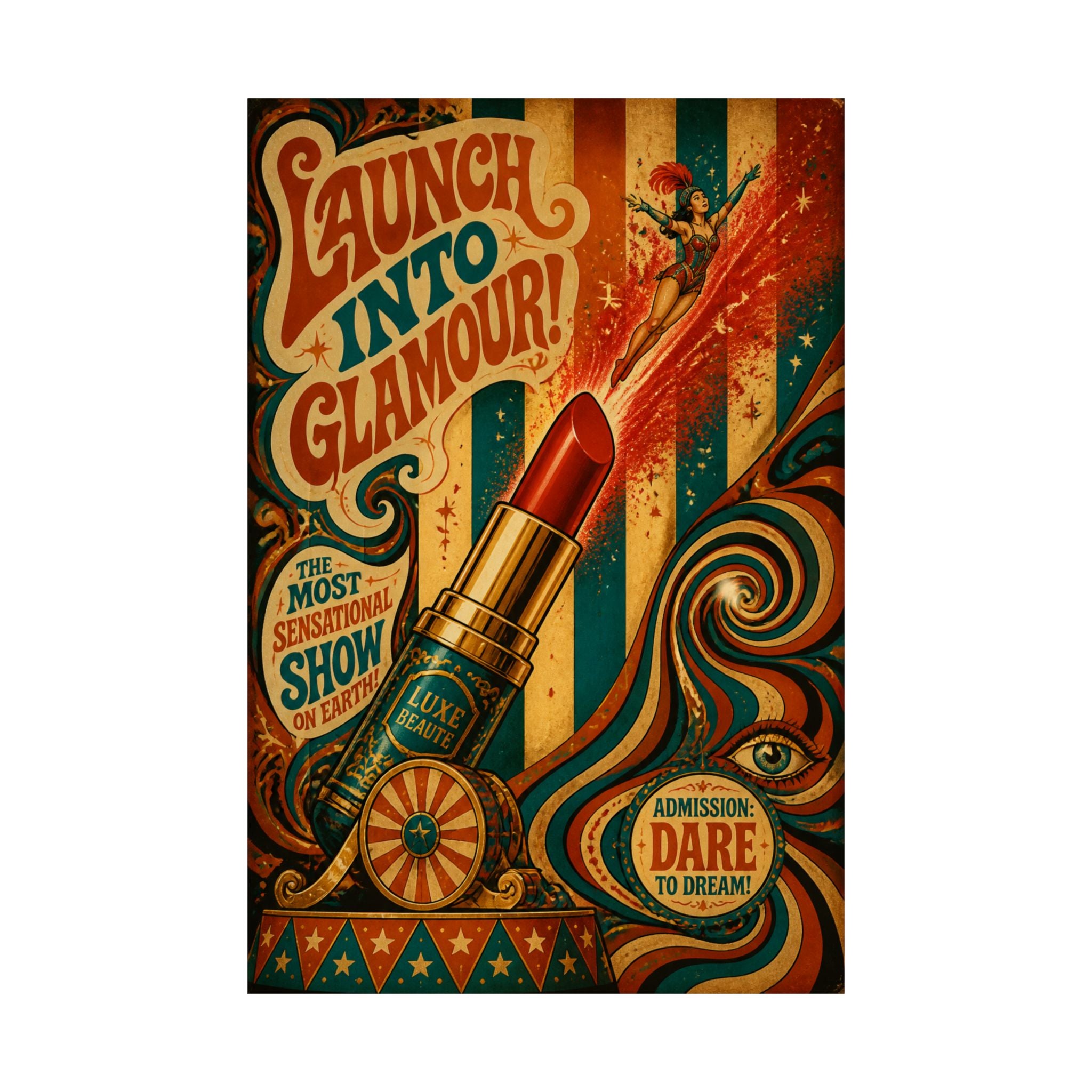 Lipstick Cannon Wall Art Poster 24×36 Psychedelic Dining Room Decor Maximalist Print
