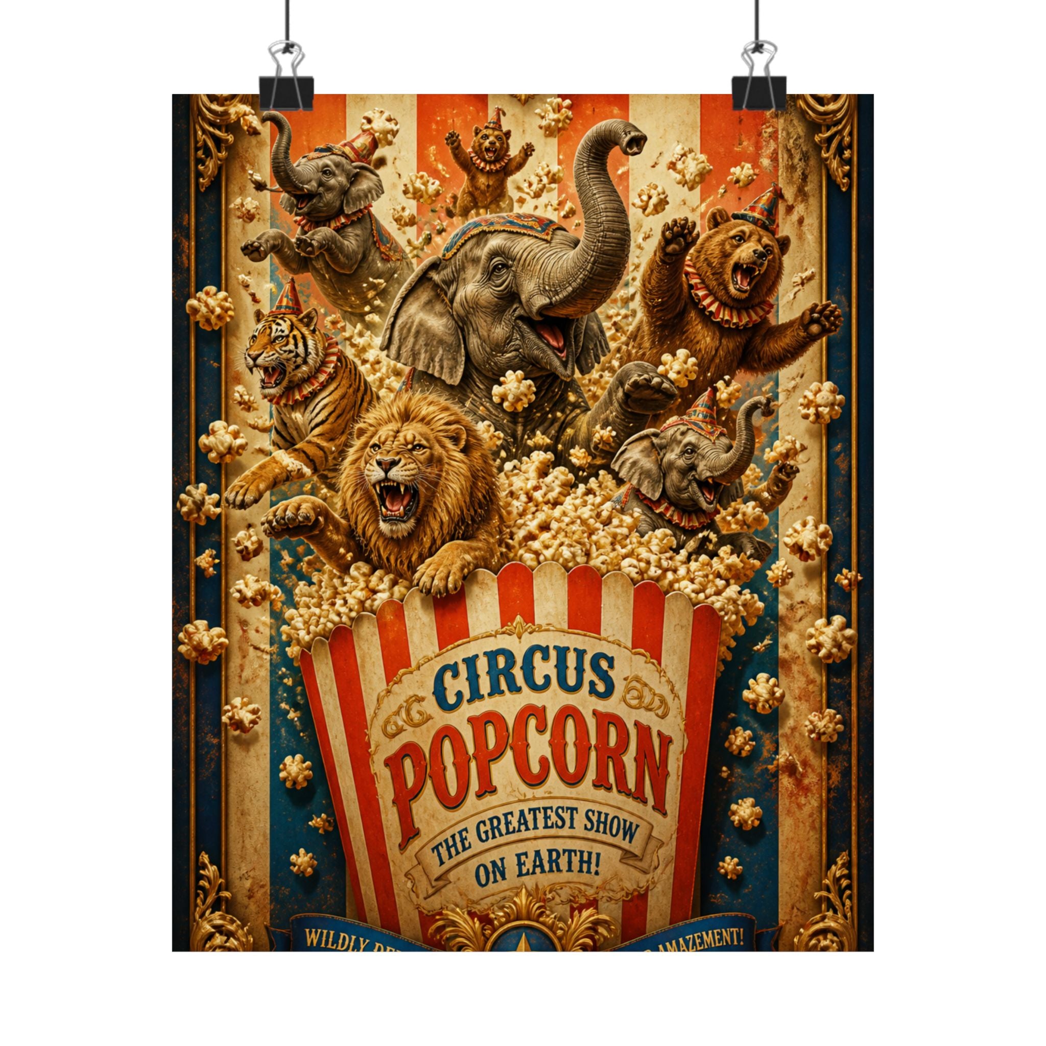 Popcorn Box Animals Wall Art Poster 18×24 Baroque Home Office Decor Maximalist Print