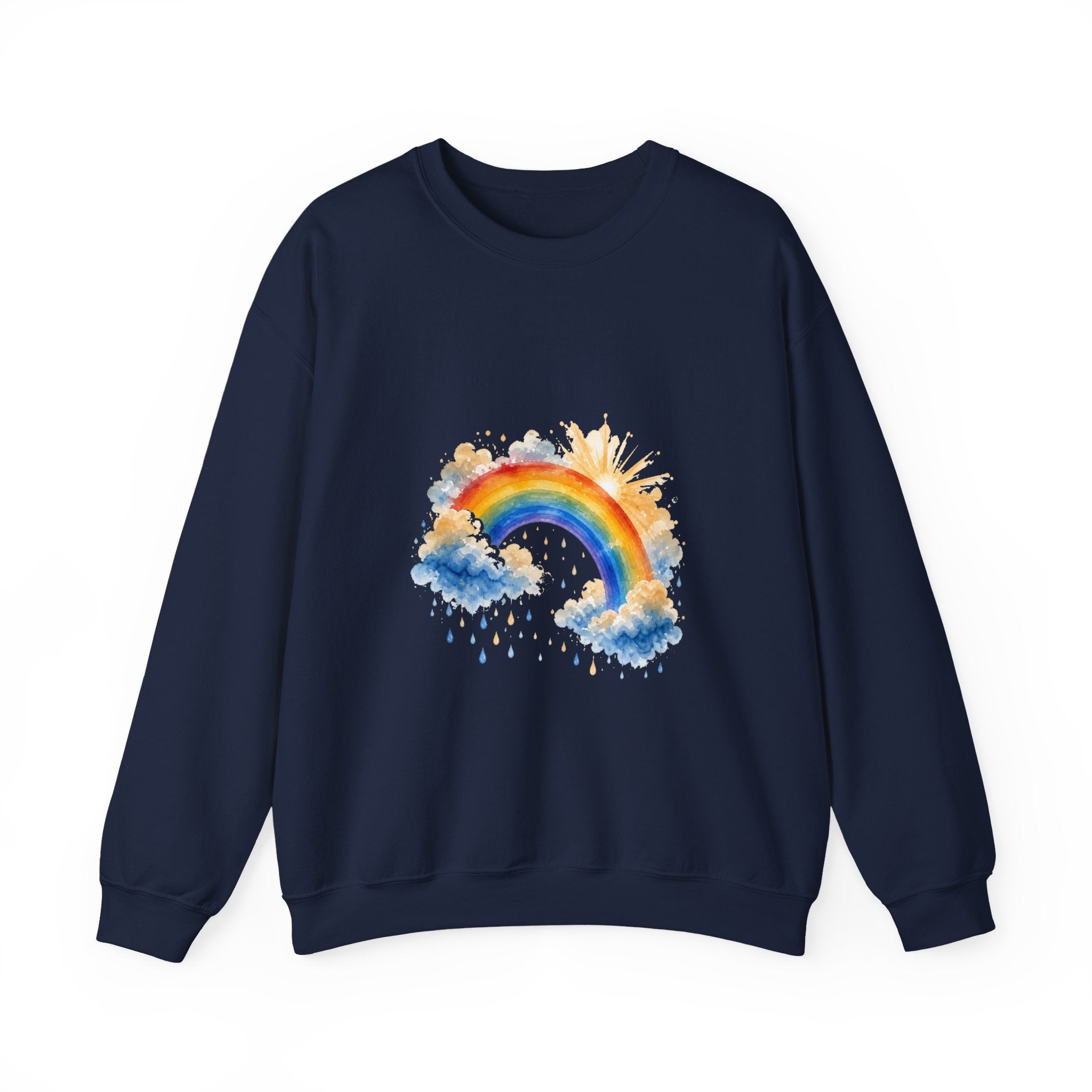 Matching Couple Sweatshirt - Storm & Rainbow Matching Couple Comfort Colors Crew Watercolor Art His Hers Birthday Gift - Design B
