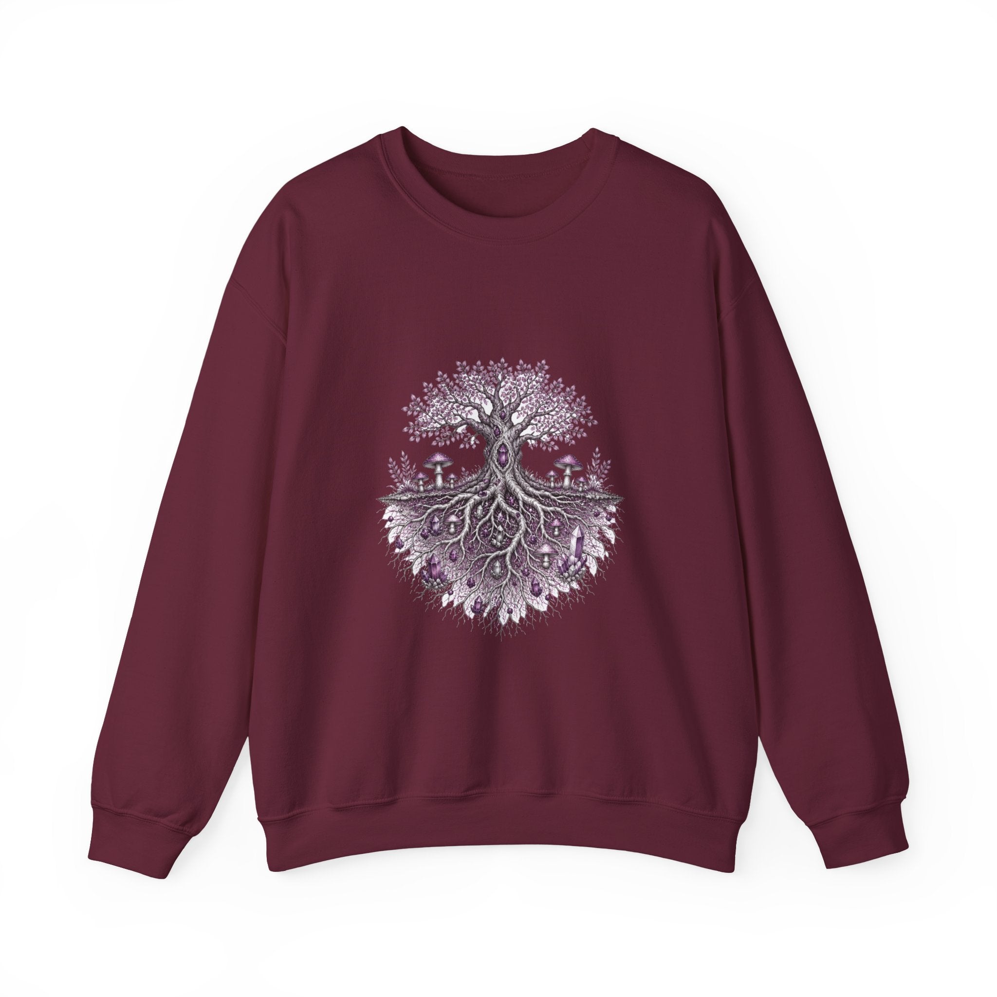 Matching Couple Sweatshirt - Ancient Oak & Deep Roots Matching Couple Premium Fleece Sweatshirt Hand-Drawn Art His Hers Anniversary Gift - Design B
