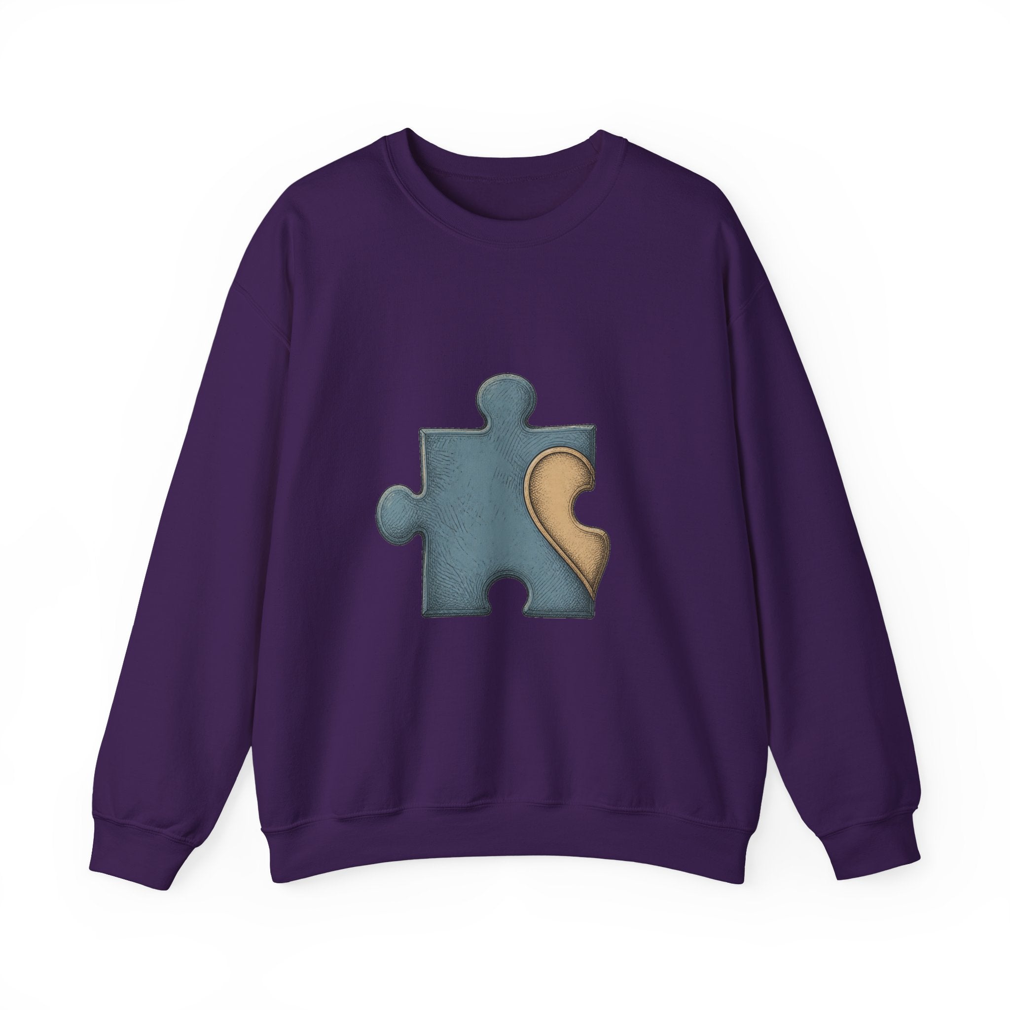 Matching Couple Sweatshirt - Puzzle Pieces Matching Couple Comfort Colors Crew Hand-Drawn Art His Hers Anniversary Gift - Design A