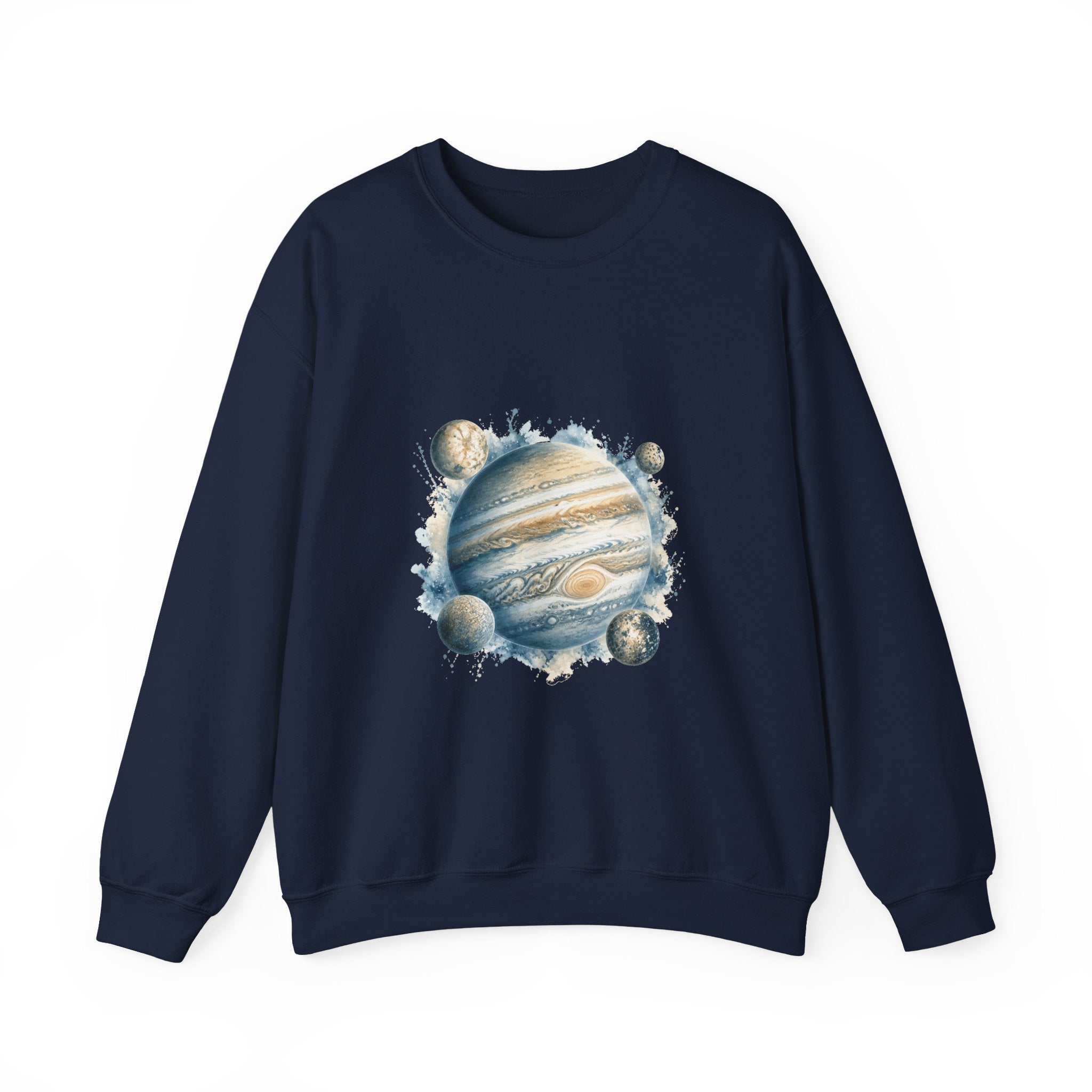 Matching Couple Sweatshirt - Saturn & Jupiter Matching Couple Crewneck Sweatshirt Watercolor Art His Hers Engagement Gift - Design B