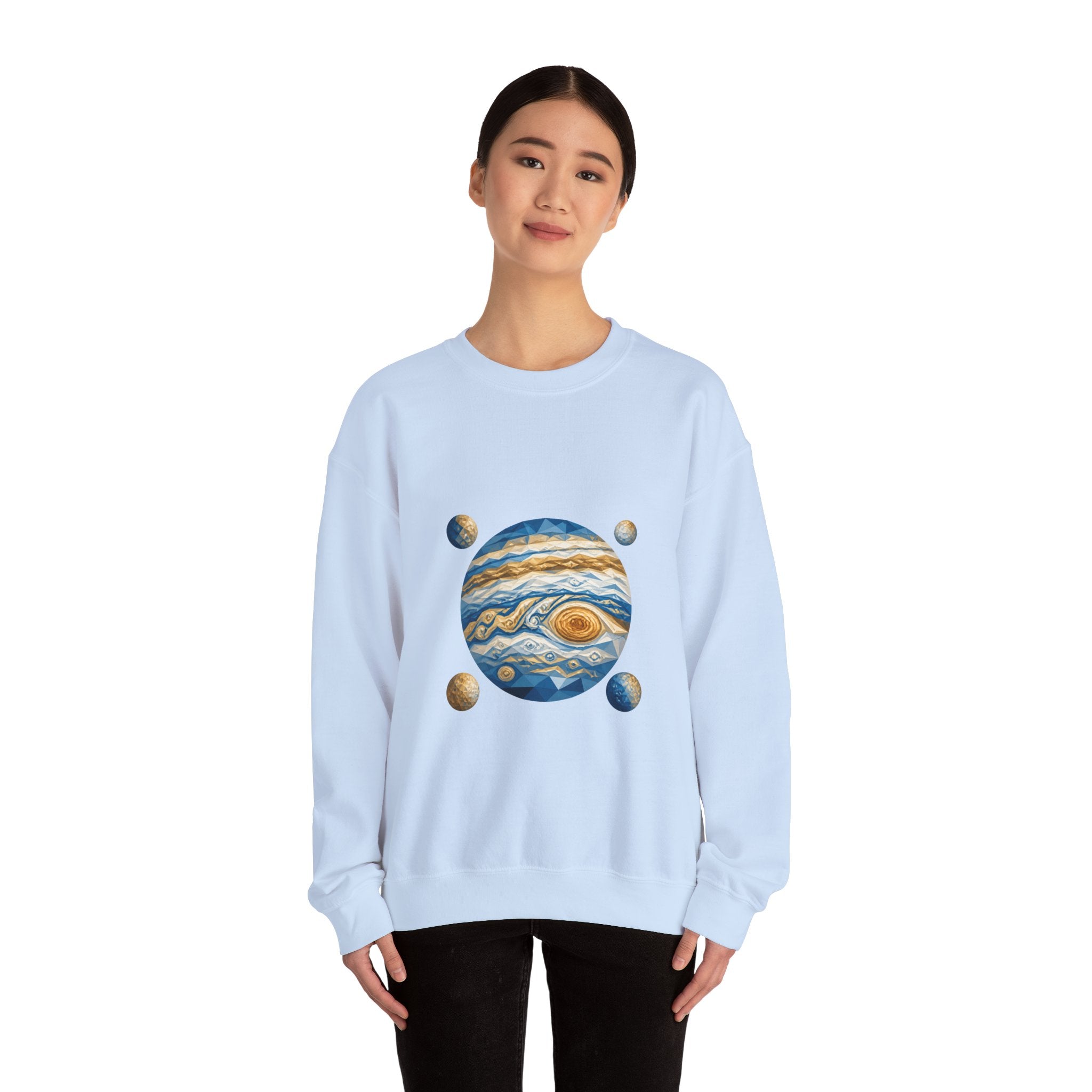 Matching Couple Sweatshirt - Saturn & Jupiter Matching Couple Premium Fleece Sweatshirt Geometric Art His Hers Love Gift - Design B