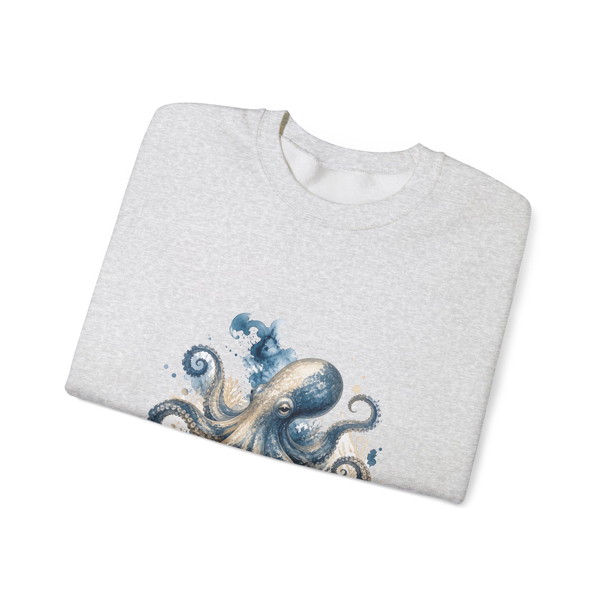 Matching Couple Sweatshirt - Octopus & Jellyfish Matching Couple Crewneck Sweatshirt Watercolor Art His Hers Engagement Gift - Design A