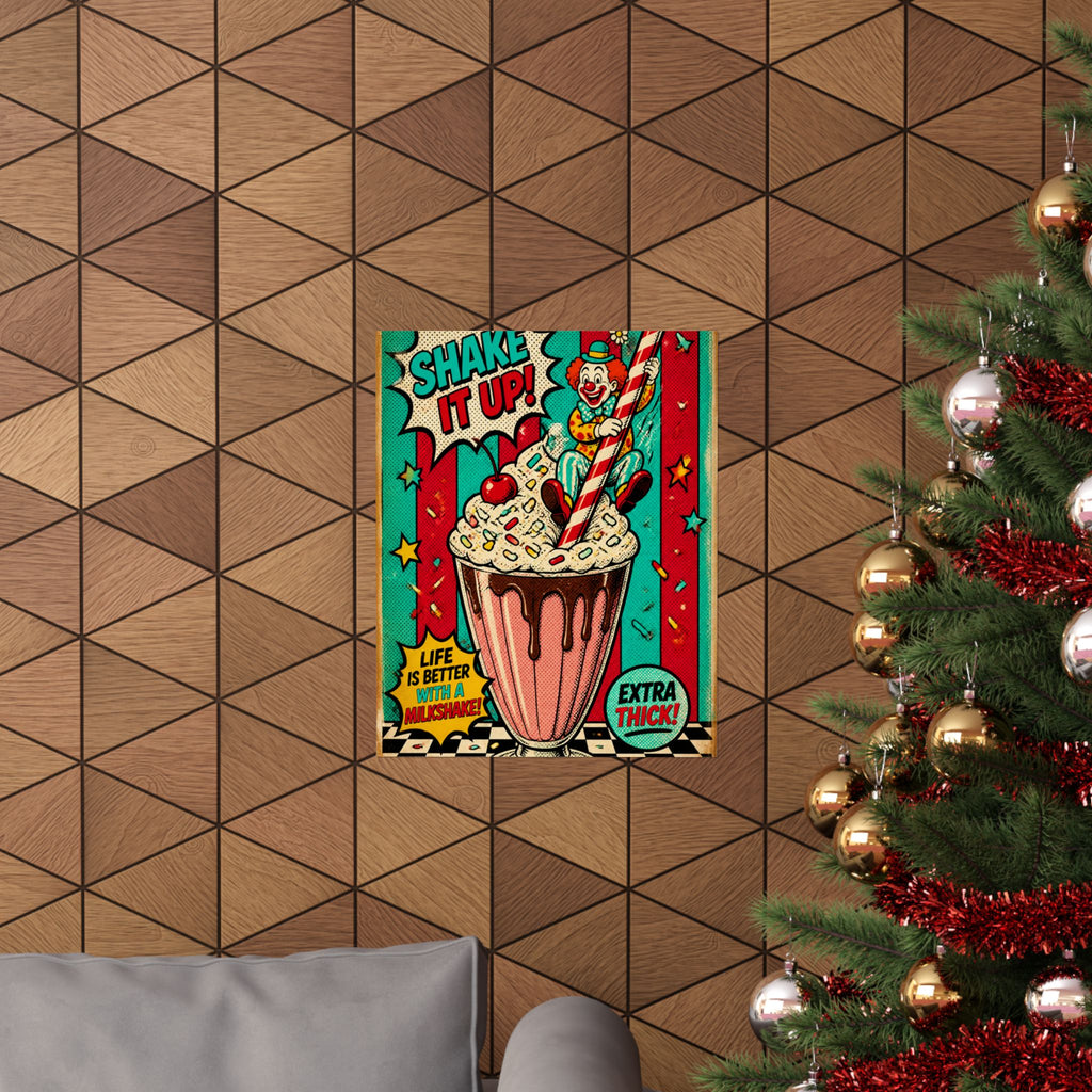 Milkshake Slide Clown Wall Art Poster 18×24 Pop Art Living Room Decor Maximalist Print
