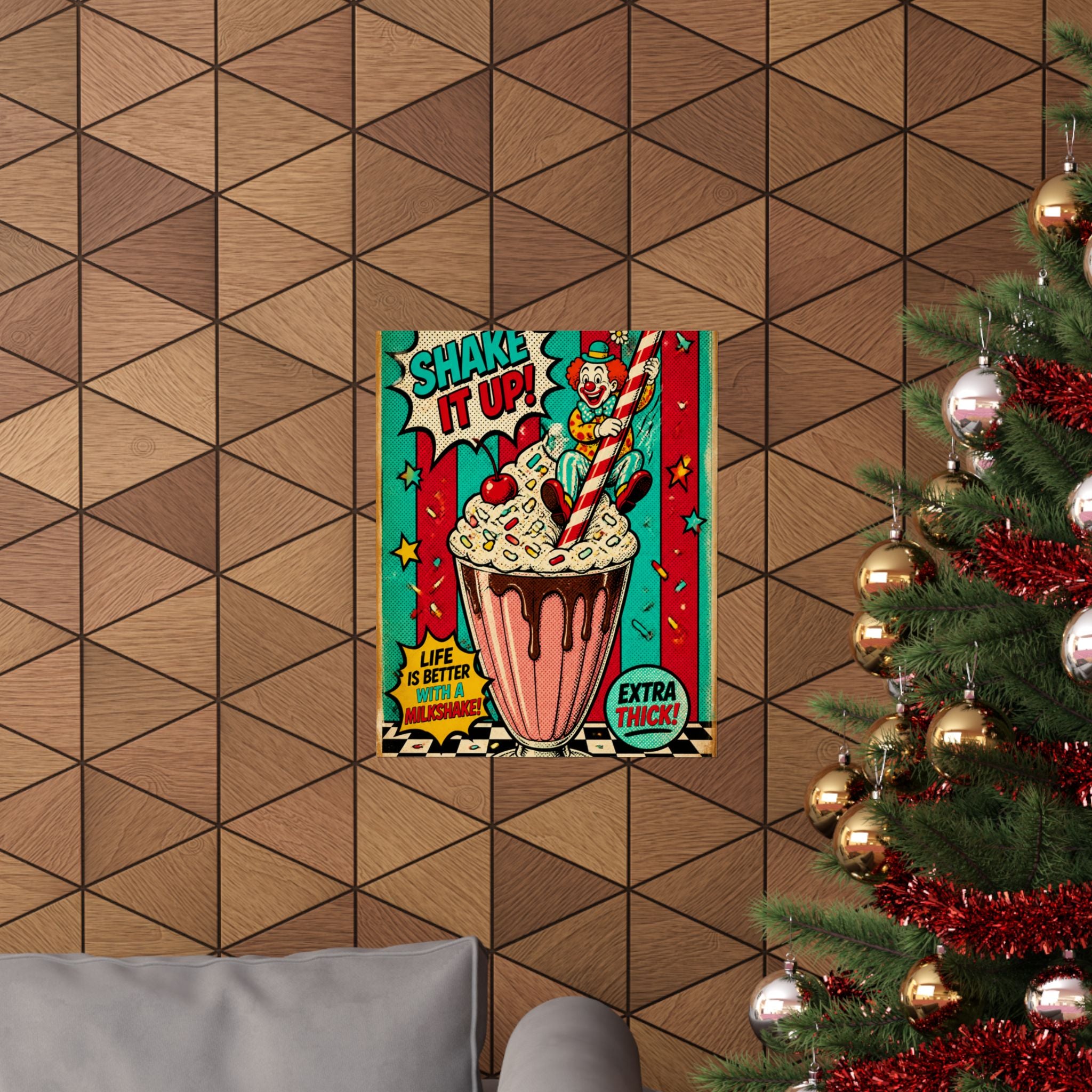 Milkshake Slide Clown Wall Art Poster 18×24 Pop Art Living Room Decor Maximalist Print