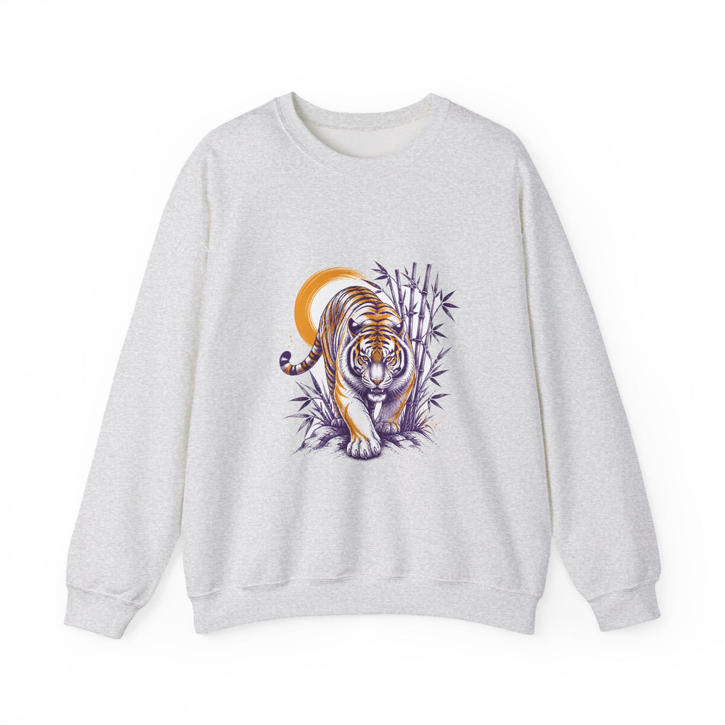 Matching Couple Sweatshirt - Tiger & Crane Matching Couple Premium Fleece Sweatshirt Hand-Drawn Art His Hers Anniversary Gift - Design A
