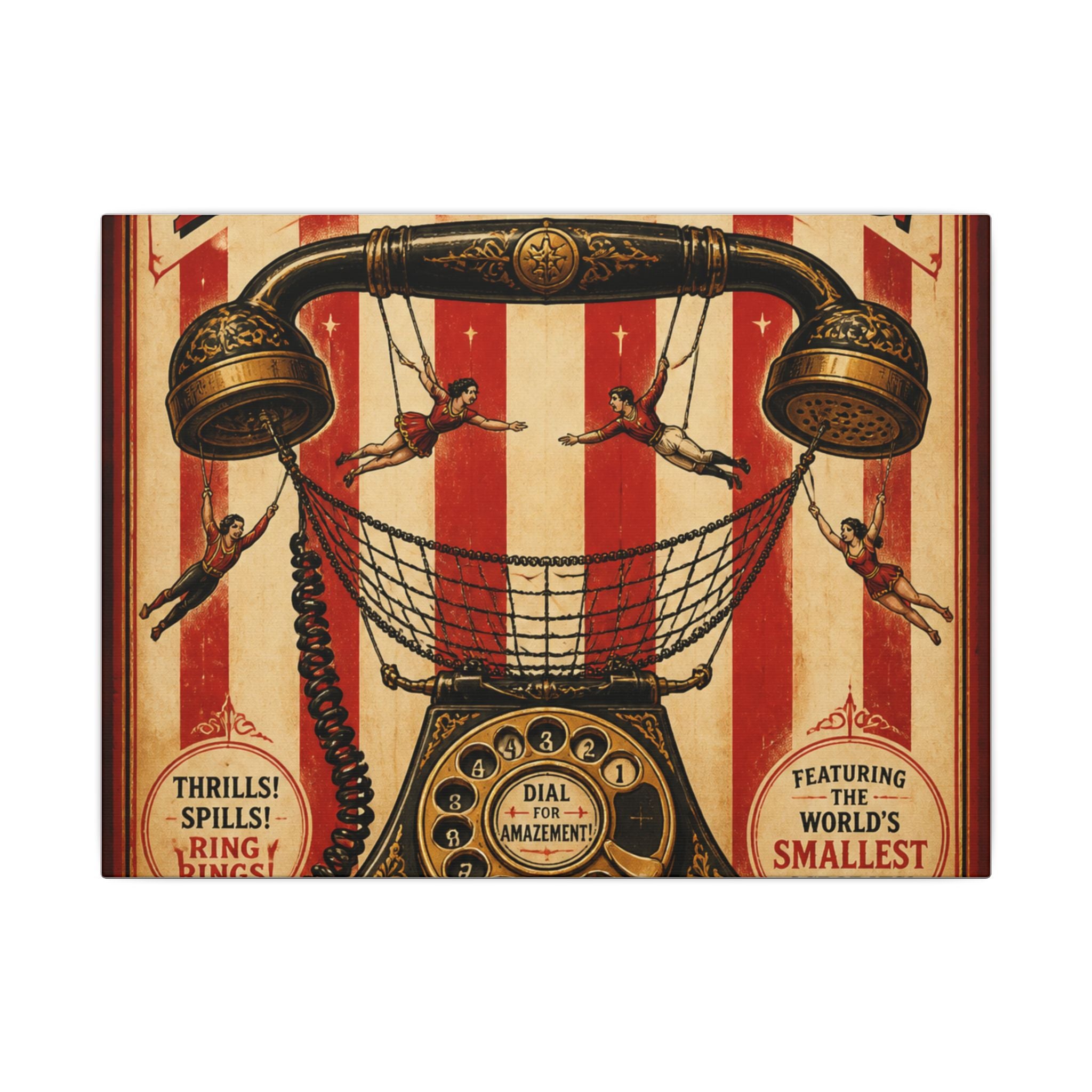 Vintage Telephone Booth Wall Art Canvas 16×20 Vintage Circus Kitchen Decor Maximalist Print