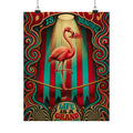Flamingo Tightrope Wall Art Poster 18×24 Psychedelic Cafe Decor Maximalist Print