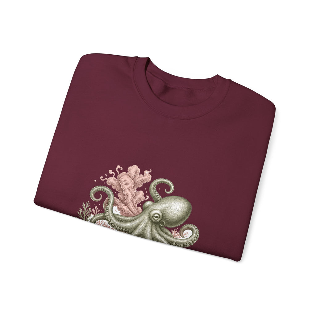 Matching Couple Sweatshirt - Octopus & Jellyfish Matching Couple Premium Fleece Sweatshirt Vintage Art His Hers Honeymoon Gift - Design A