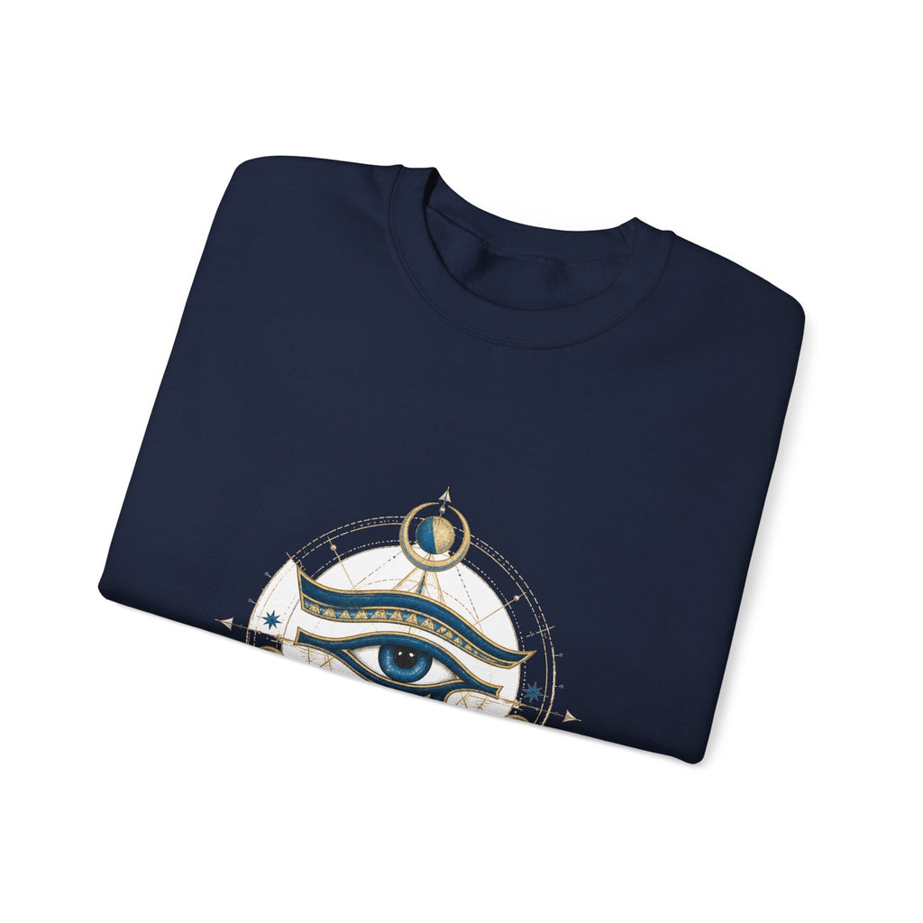 Matching Couple Sweatshirt - Eye of Ra & Horus Matching Couple Comfort Colors Crew Hand-Drawn Art His Hers Anniversary Gift - Design B
