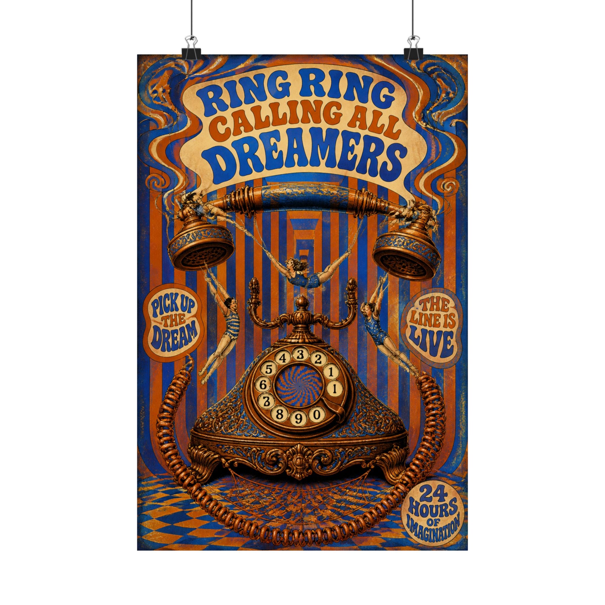 Vintage Telephone Booth Wall Art Poster 18×24 Psychedelic Cafe Decor Maximalist Print