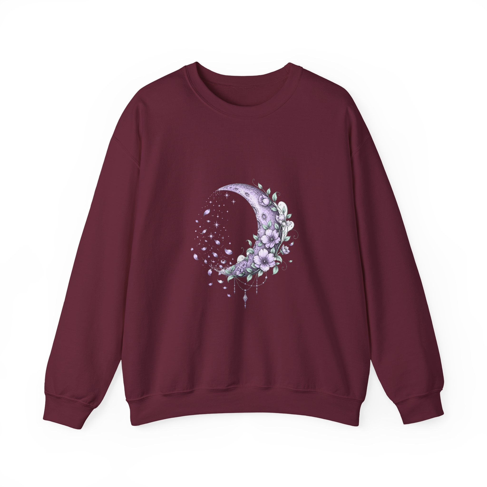 Matching Couple Sweatshirt - Waxing & Waning Moon Matching Couple Comfort Colors Crew Hand-Drawn Art His Hers Anniversary Gift - Design B