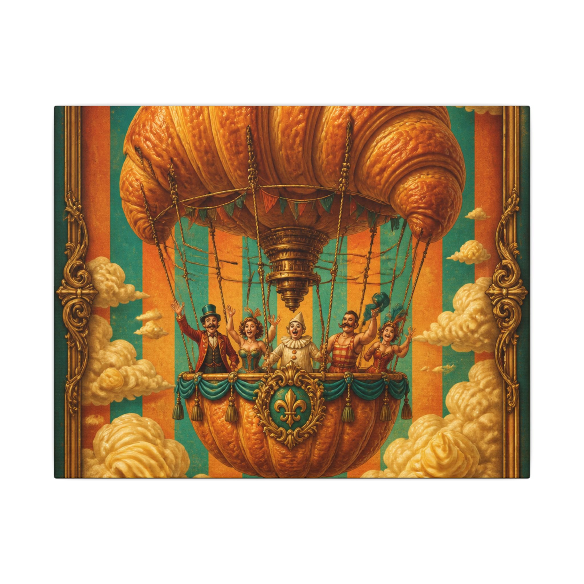 Croissant Hot Air Balloon Wall Art Canvas 24×36 Baroque Studio Decor Maximalist Print