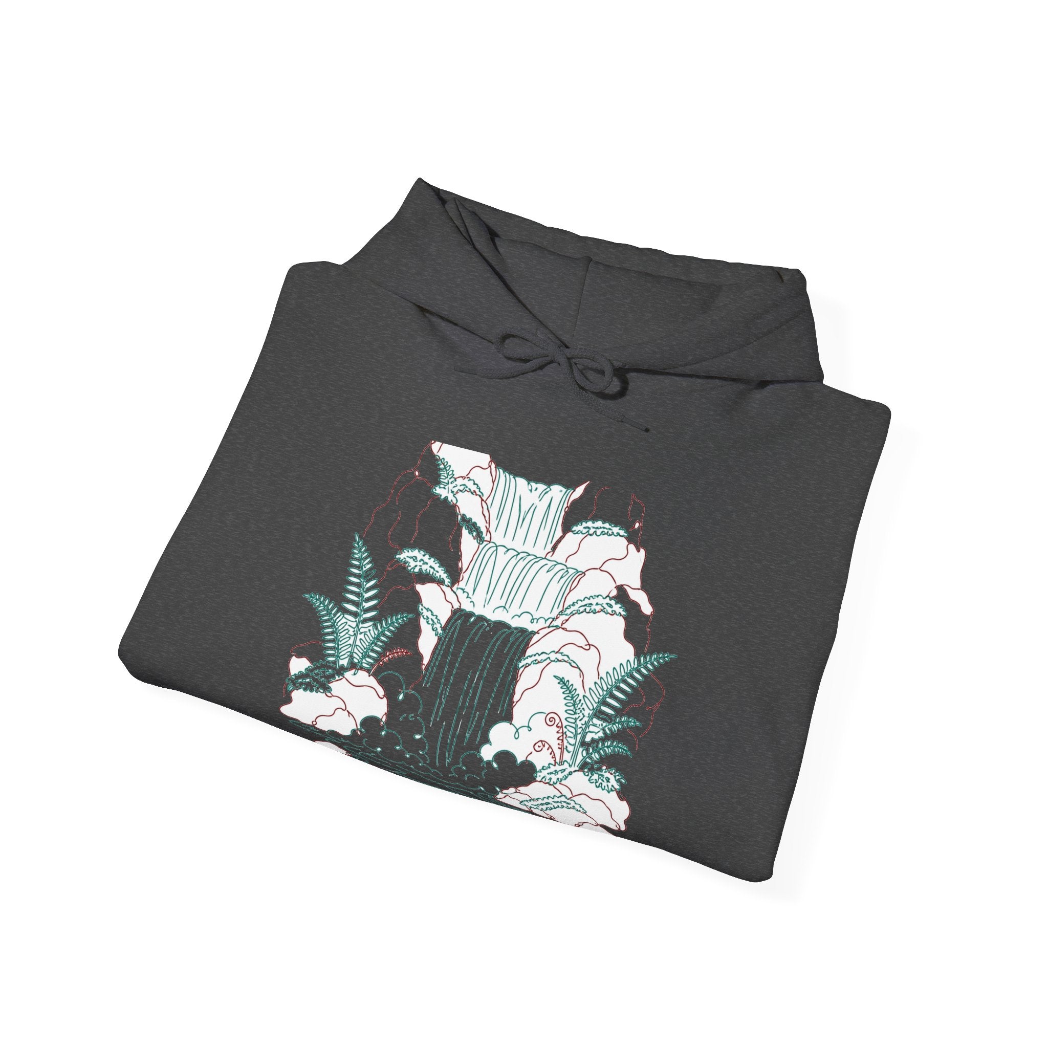 Matching Couple Sweatshirt - Wildfire & Waterfall Matching Couple Hooded Sweatshirt Minimalist Art His Hers Valentine Gift - Design B