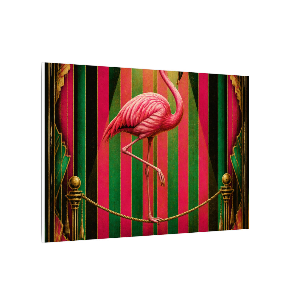 Flamingo Tightrope Wall Art Canvas 24×36 Art Deco Bar Area Decor Maximalist Print