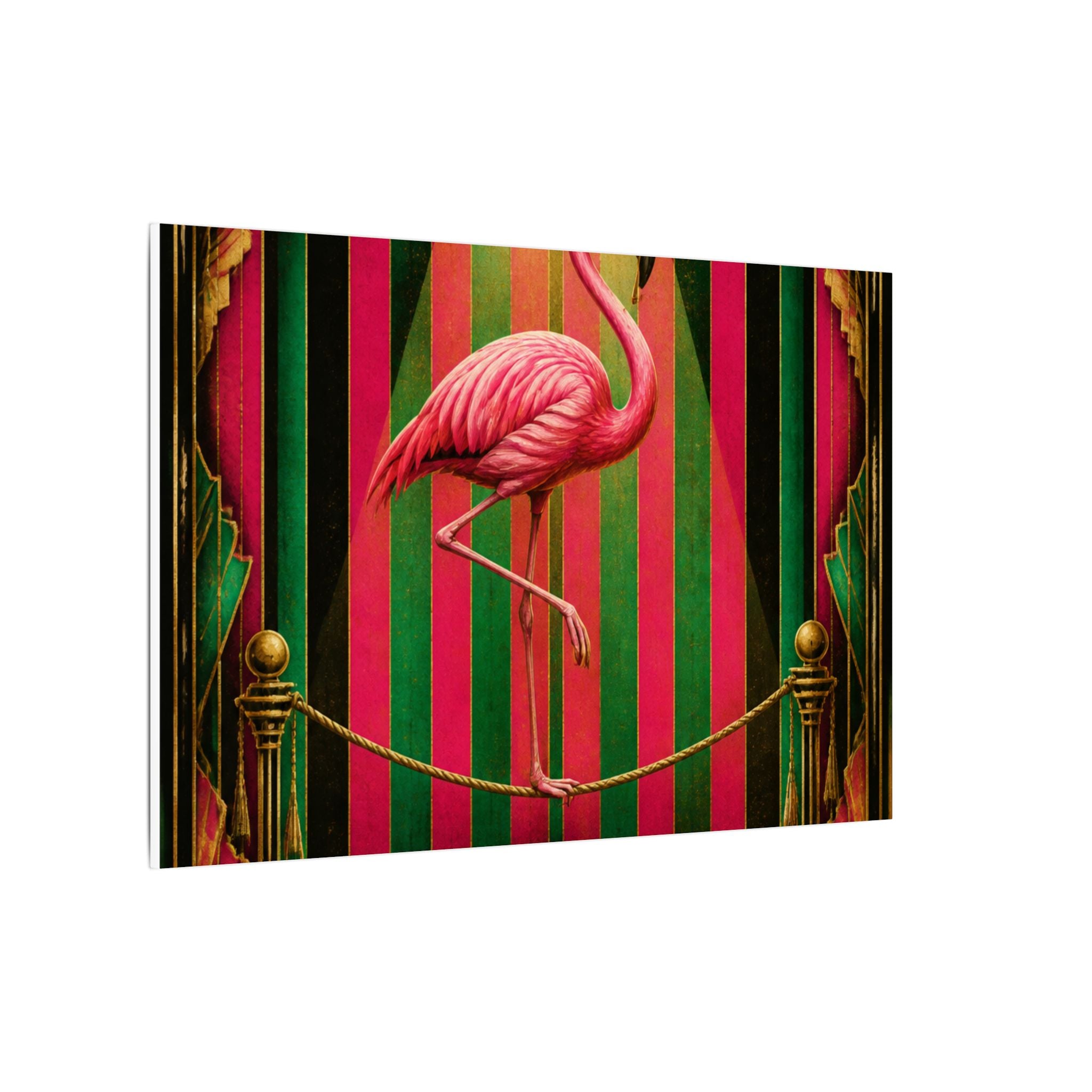 Flamingo Tightrope Wall Art Canvas 24×36 Art Deco Bar Area Decor Maximalist Print
