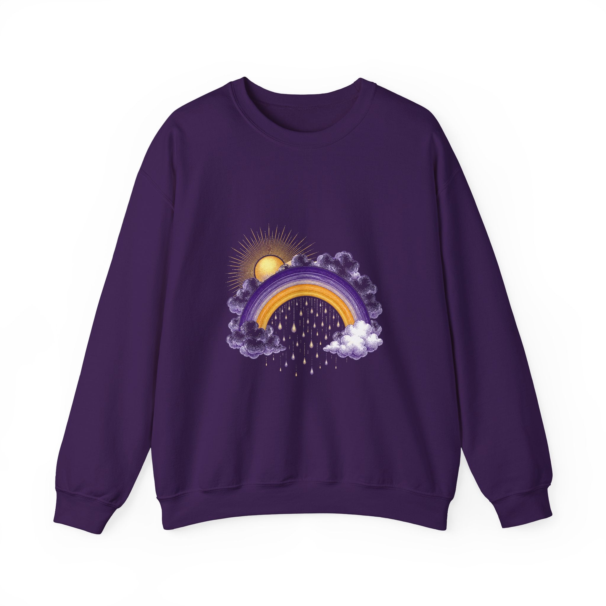 Matching Couple Sweatshirt - Storm & Rainbow Matching Couple Premium Fleece Sweatshirt Vintage Art His Hers Honeymoon Gift - Design B