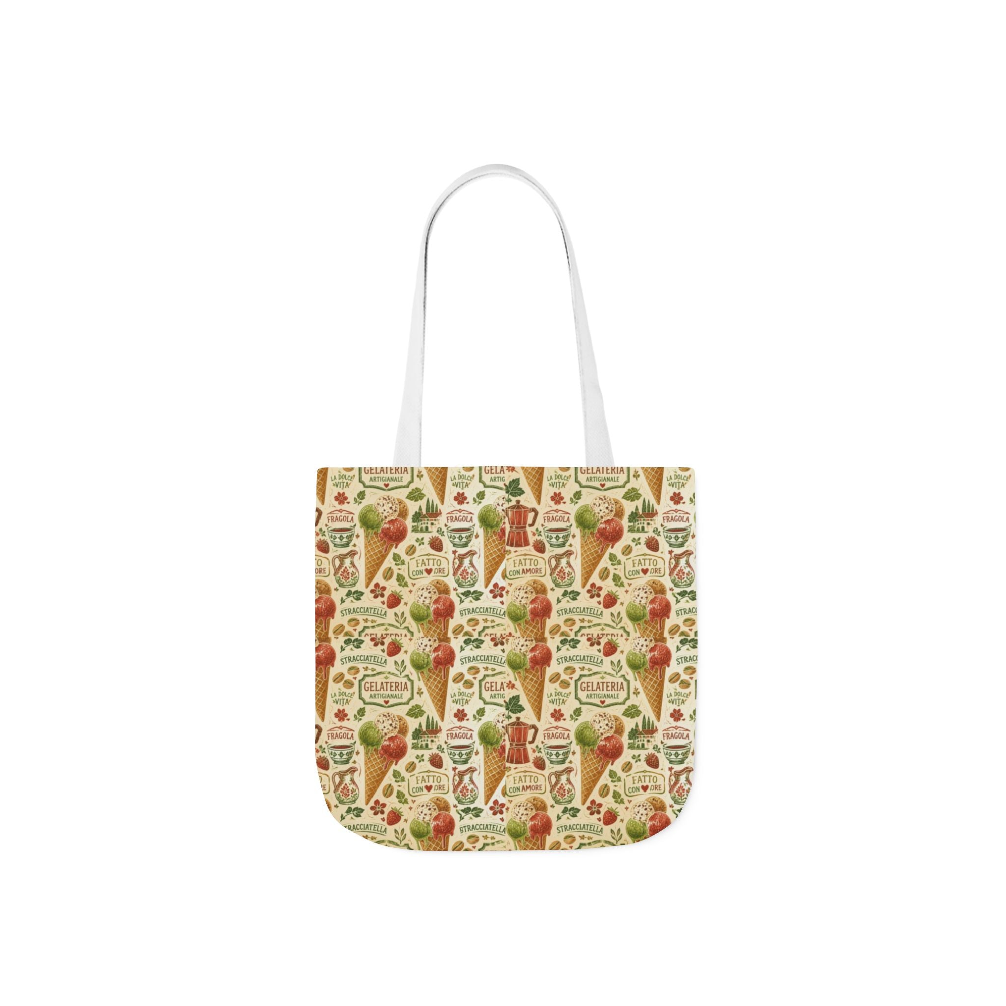 Gelato Scoops Canvas Tote Bag Mediterranean Kitchen Linocut Design Italian Cottagecore Gift