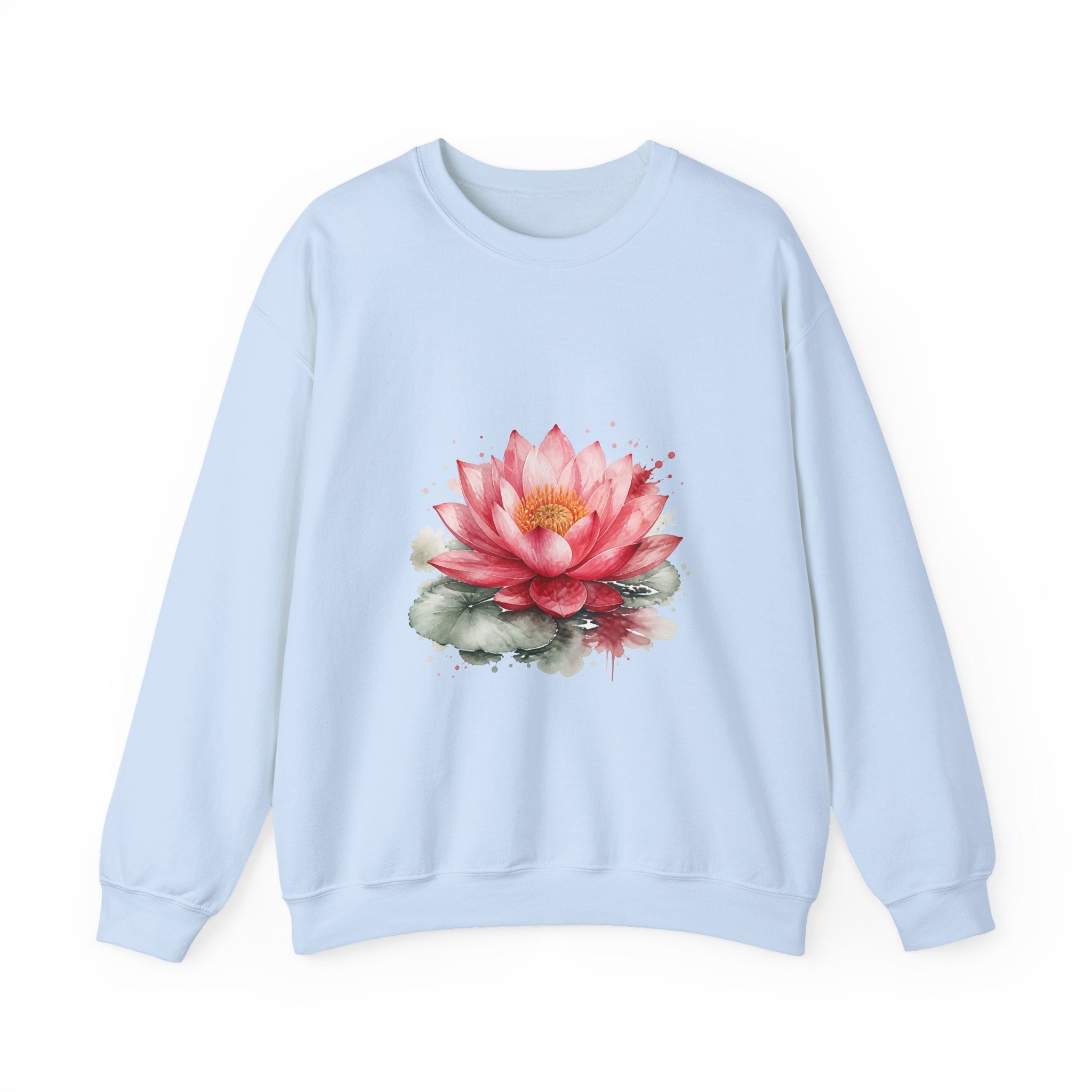 Matching Couple Sweatshirt - Open & Closed Lotus Matching Couple Crewneck Sweatshirt Watercolor Art His Hers Engagement Gift - Design A