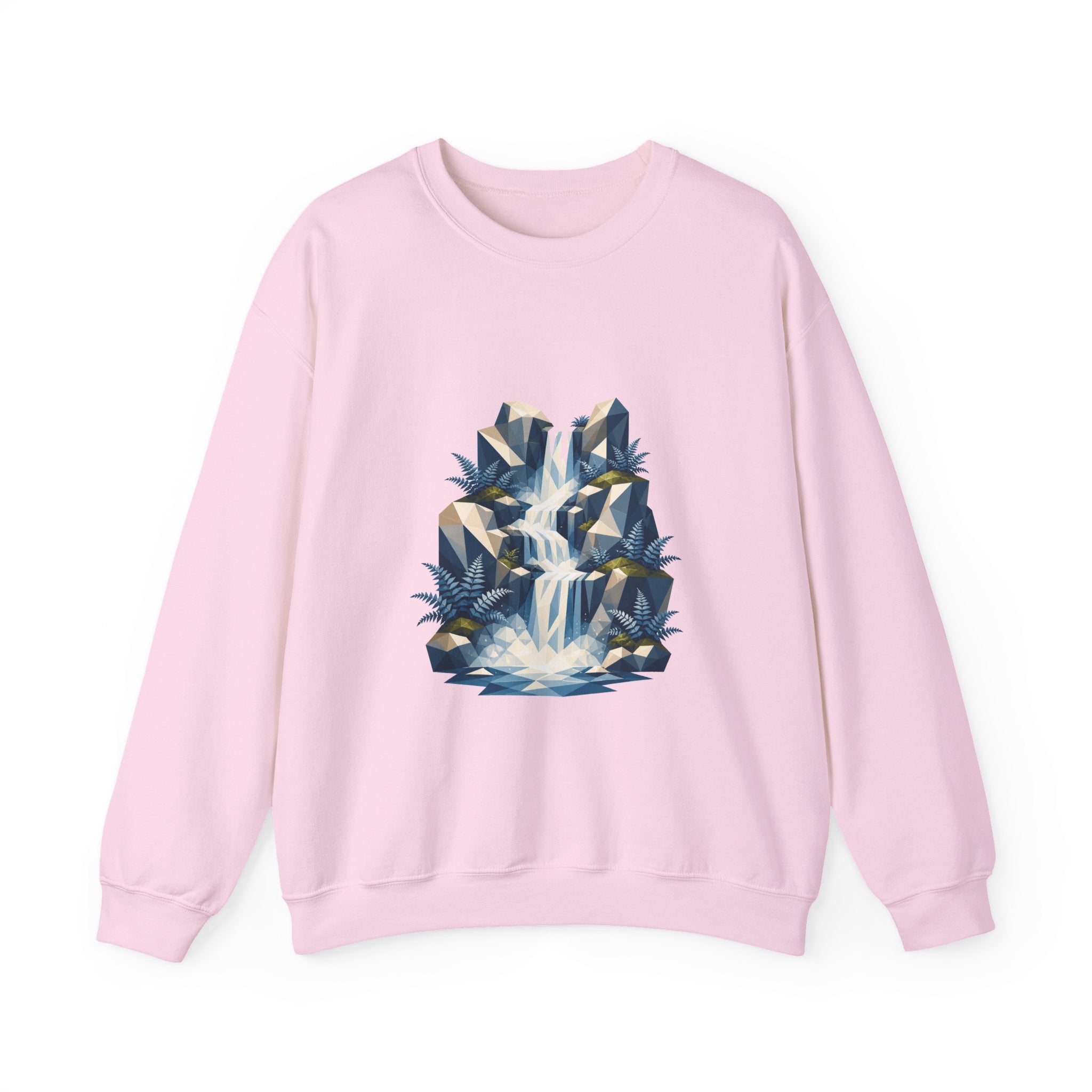 Matching Couple Sweatshirt - Wildfire & Waterfall Matching Couple Crewneck Sweatshirt Geometric Art His Hers Couple Gift - Design B