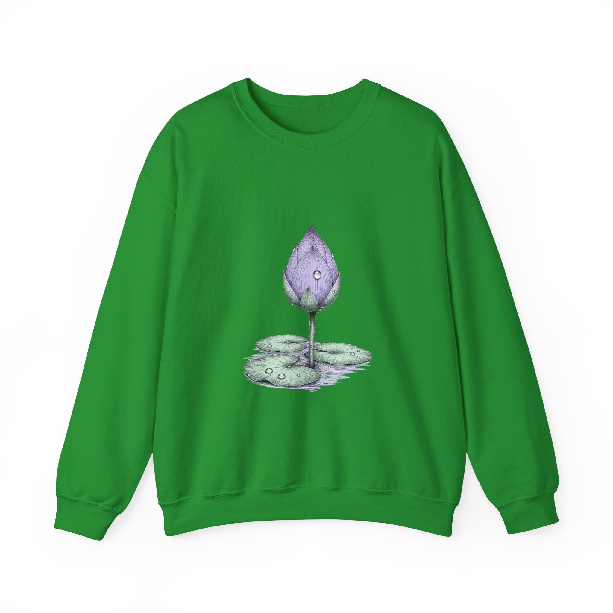 Matching Couple Sweatshirt - Open & Closed Lotus Matching Couple Crewneck Sweatshirt Hand-Drawn Art His Hers Best Friend Gift - Design B