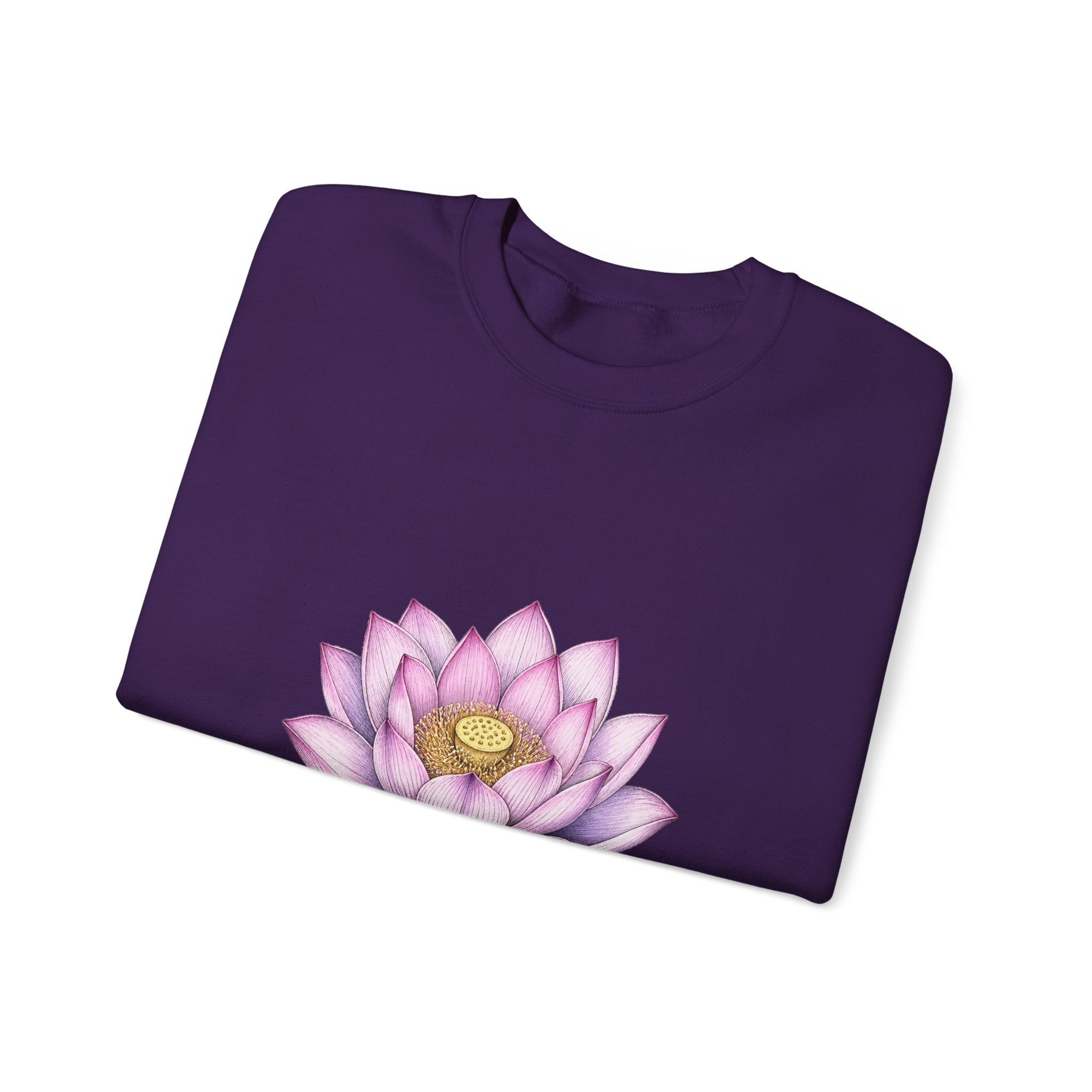 Matching Couple Sweatshirt - Open & Closed Lotus Matching Couple Crewneck Sweatshirt Hand-Drawn Art His Hers Best Friend Gift - Design A