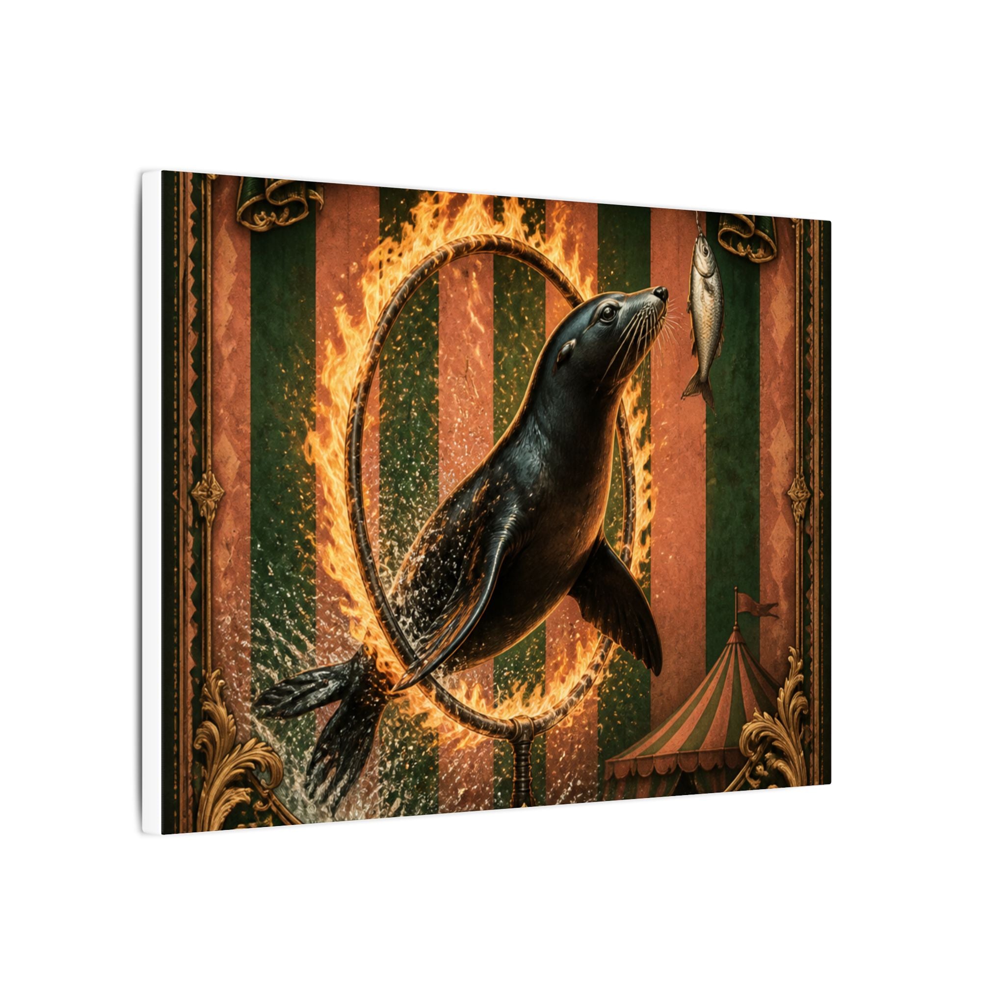 Seal Fire Hoop Wall Art Canvas 24×36 Baroque Studio Decor Maximalist Print