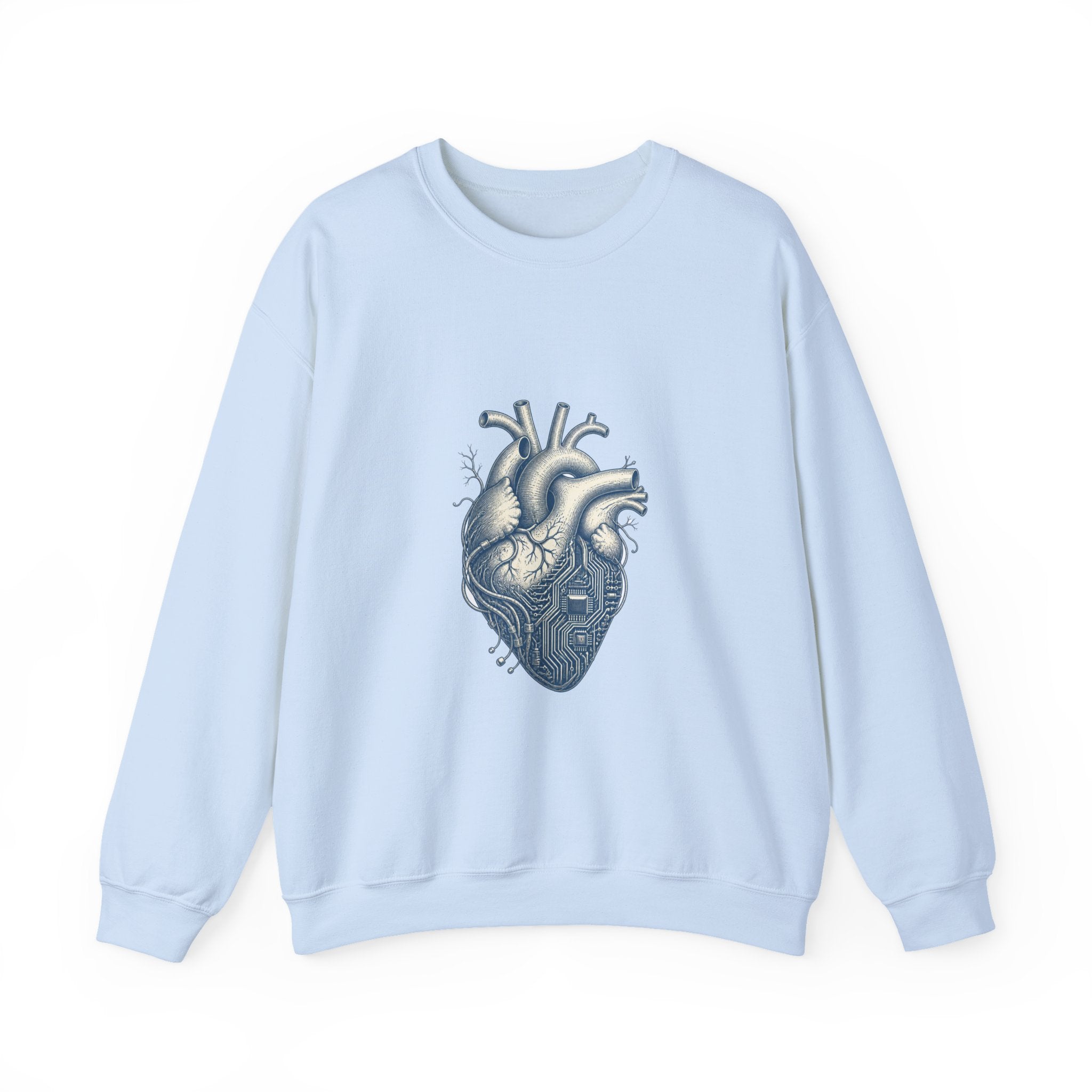 Matching Couple Sweatshirt - Robot & Heart Matching Couple Premium Fleece Sweatshirt Vintage Art His Hers Honeymoon Gift - Design B