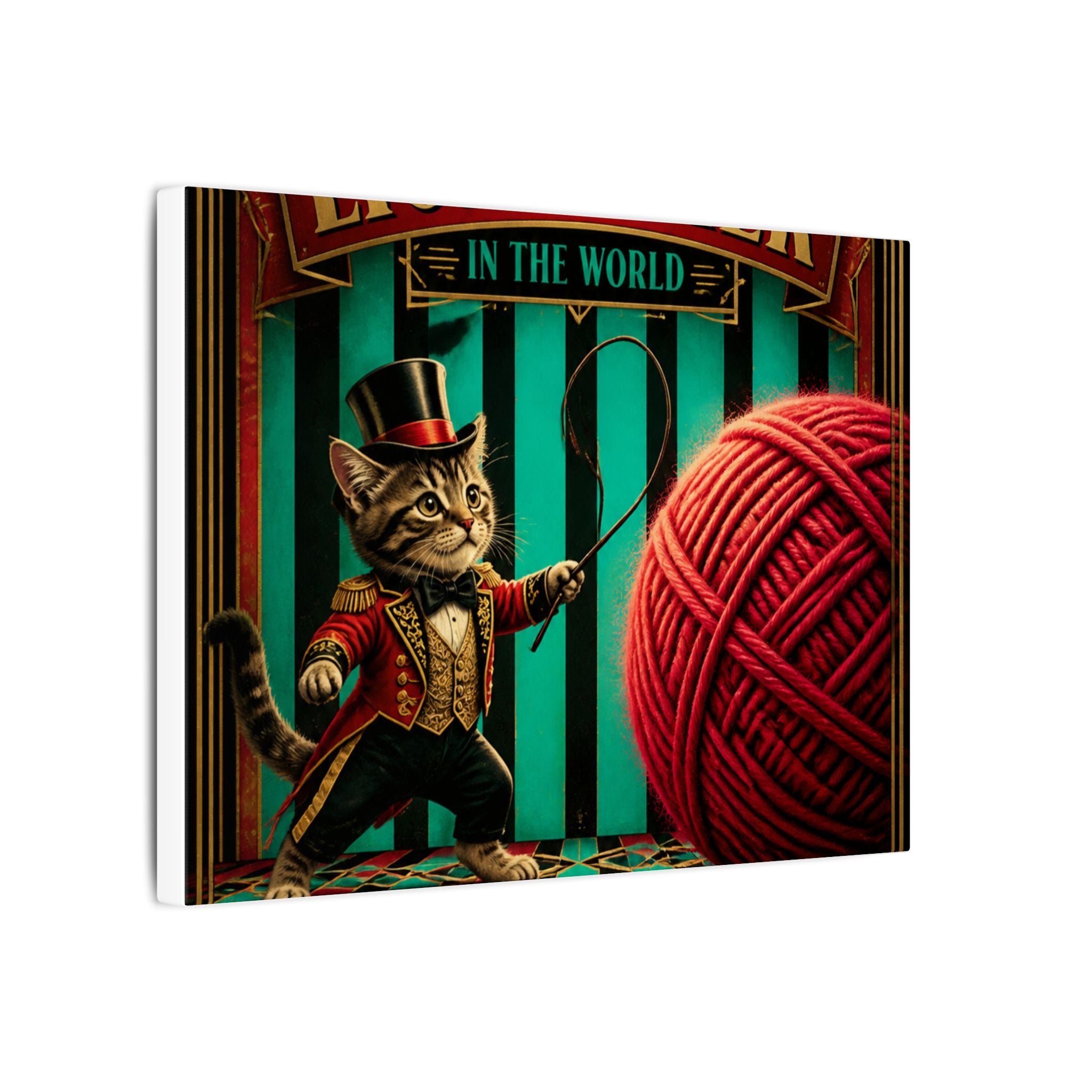 Cat Lion Tamer Wall Art Canvas 16×20 Art Deco Entryway Decor Maximalist Print