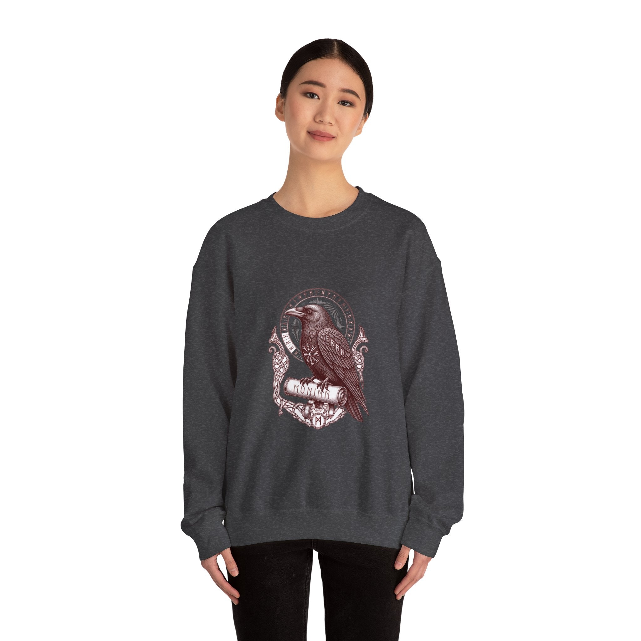 Matching Couple Sweatshirt - Huginn & Muninn Matching Couple Premium Fleece Sweatshirt Vintage Art His Hers Honeymoon Gift - Design B