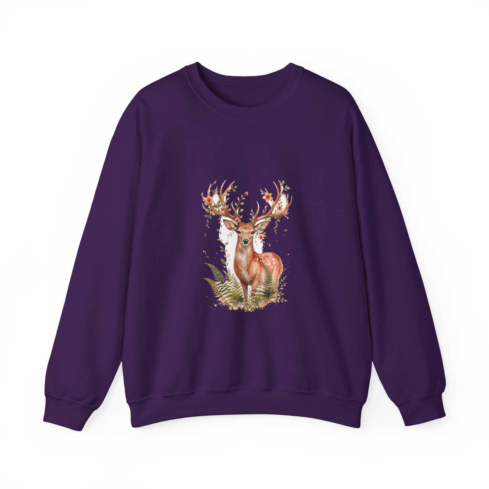 Matching Couple Sweatshirt - Bear & Deer Matching Couple Crewneck Sweatshirt Watercolor Art His Hers Engagement Gift - Design B