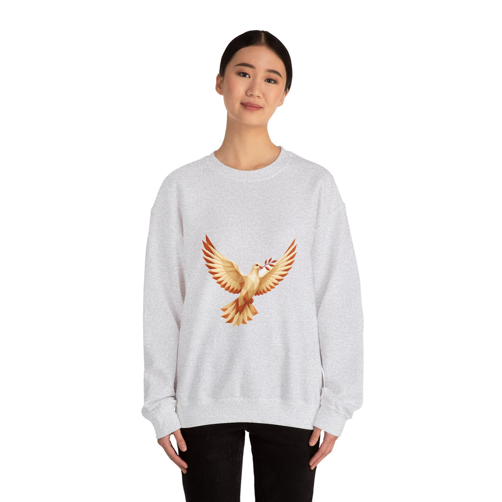 Matching Couple Sweatshirt - Wolf & Dove Matching Couple Crewneck Sweatshirt Geometric Art His Hers Couple Gift - Design B