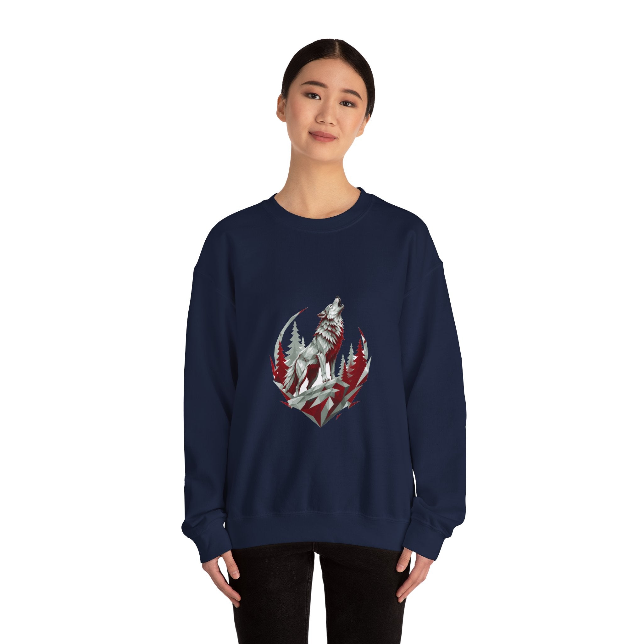 Matching Couple Sweatshirt - Wolf & Dove Matching Couple Premium Fleece Sweatshirt Geometric Art His Hers Love Gift - Design A