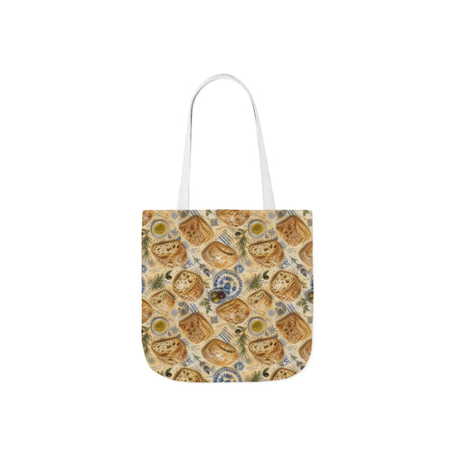 Ciabatta Rolls Canvas Tote Bag Mediterranean Kitchen Watercolor Design Italian Cottagecore Gift