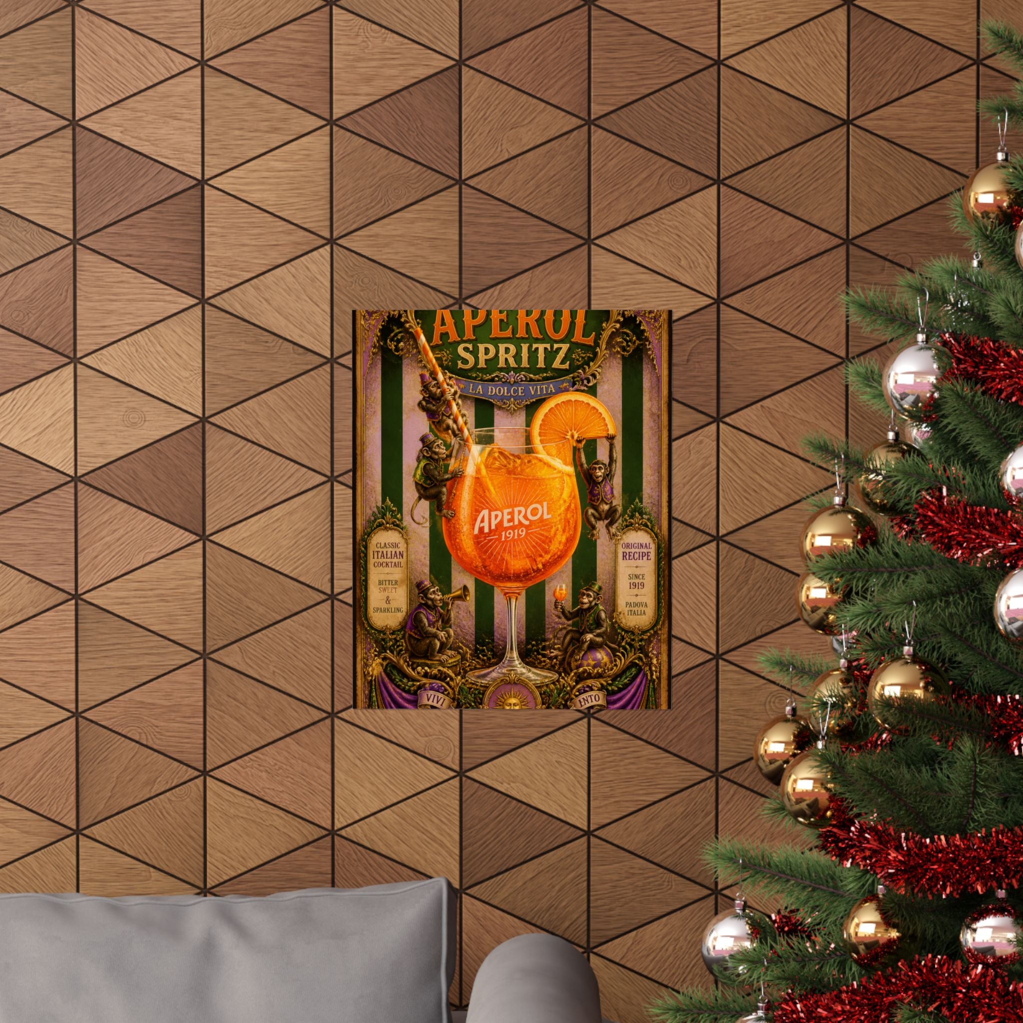 Aperol Spritz Monkeys Wall Art Poster 18×24 Baroque Home Office Decor Maximalist Print