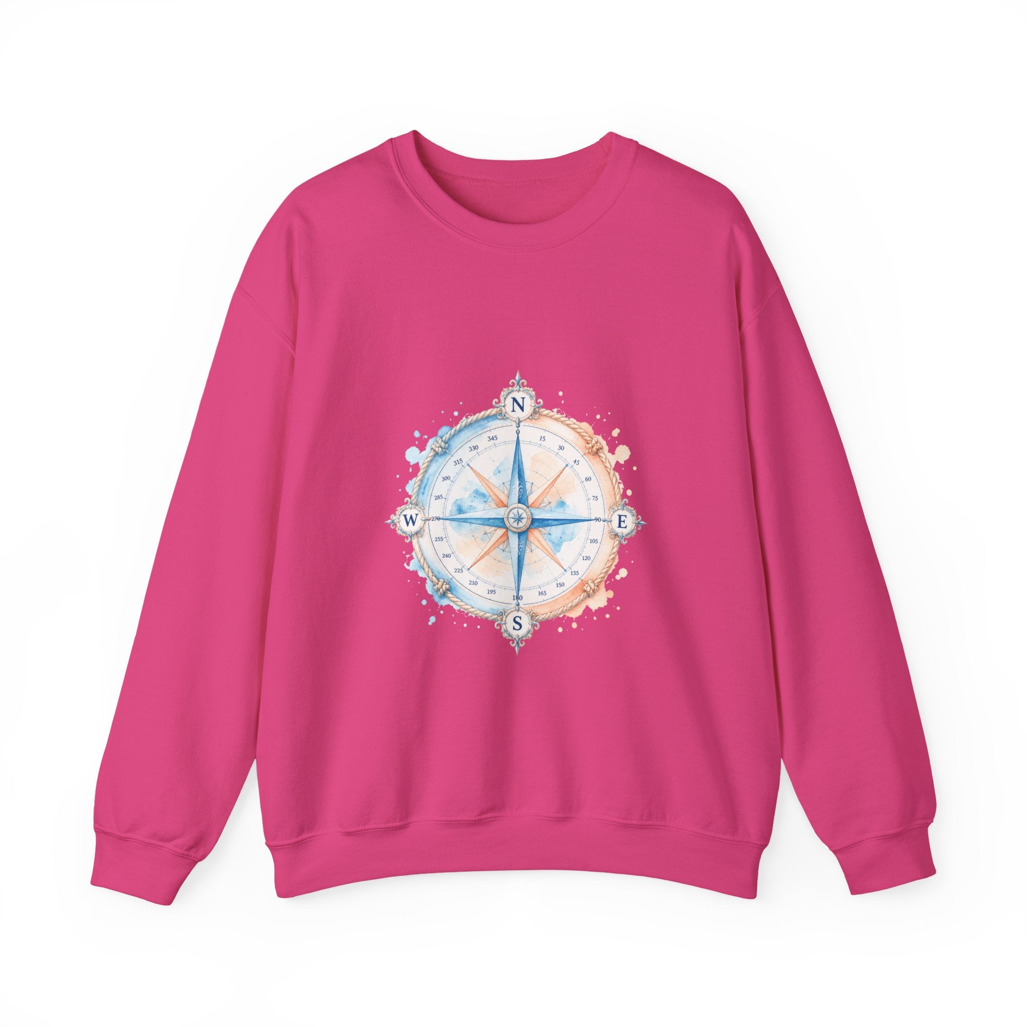 Matching Couple Sweatshirt - Compass North & South Matching Couple Premium Fleece Sweatshirt Watercolor Art His Hers Birthday Gift - Design A