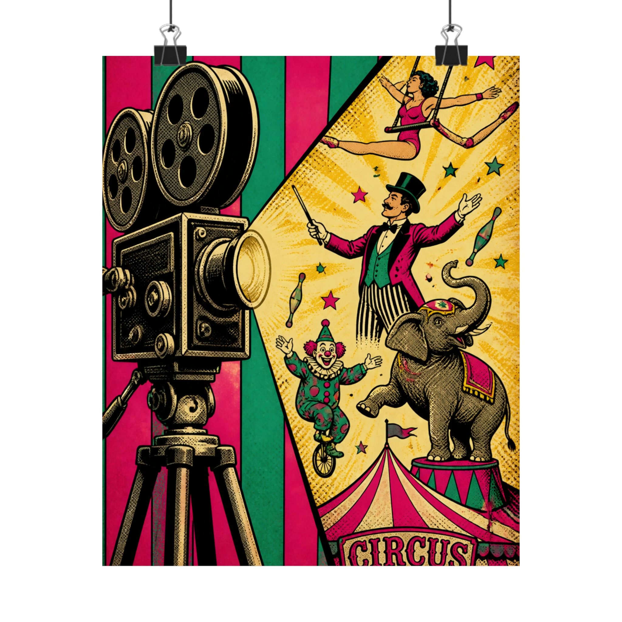 Film Camera Projector Show Wall Art Poster 24×36 Pop Art Restaurant Decor Maximalist Print