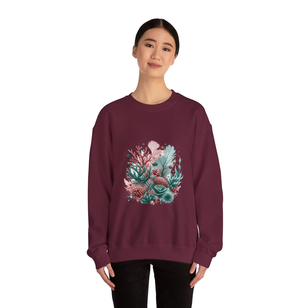 Matching Couple Sweatshirt - Coral Reef & Deep Sea Matching Couple Premium Fleece Sweatshirt Watercolor Art His Hers Birthday Gift - Design A