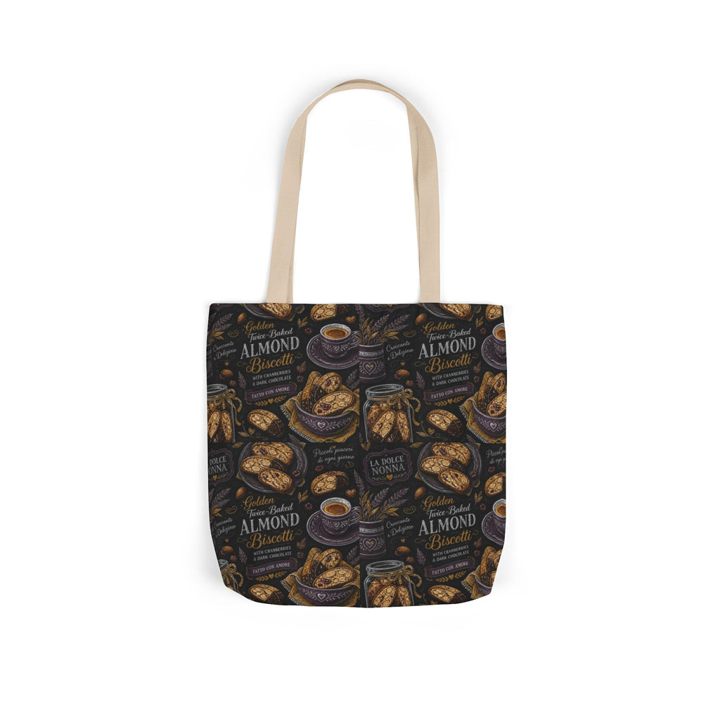 Almond Biscotti Canvas Tote Bag Mediterranean Kitchen Chalk Art Design Italian Cottagecore Gift