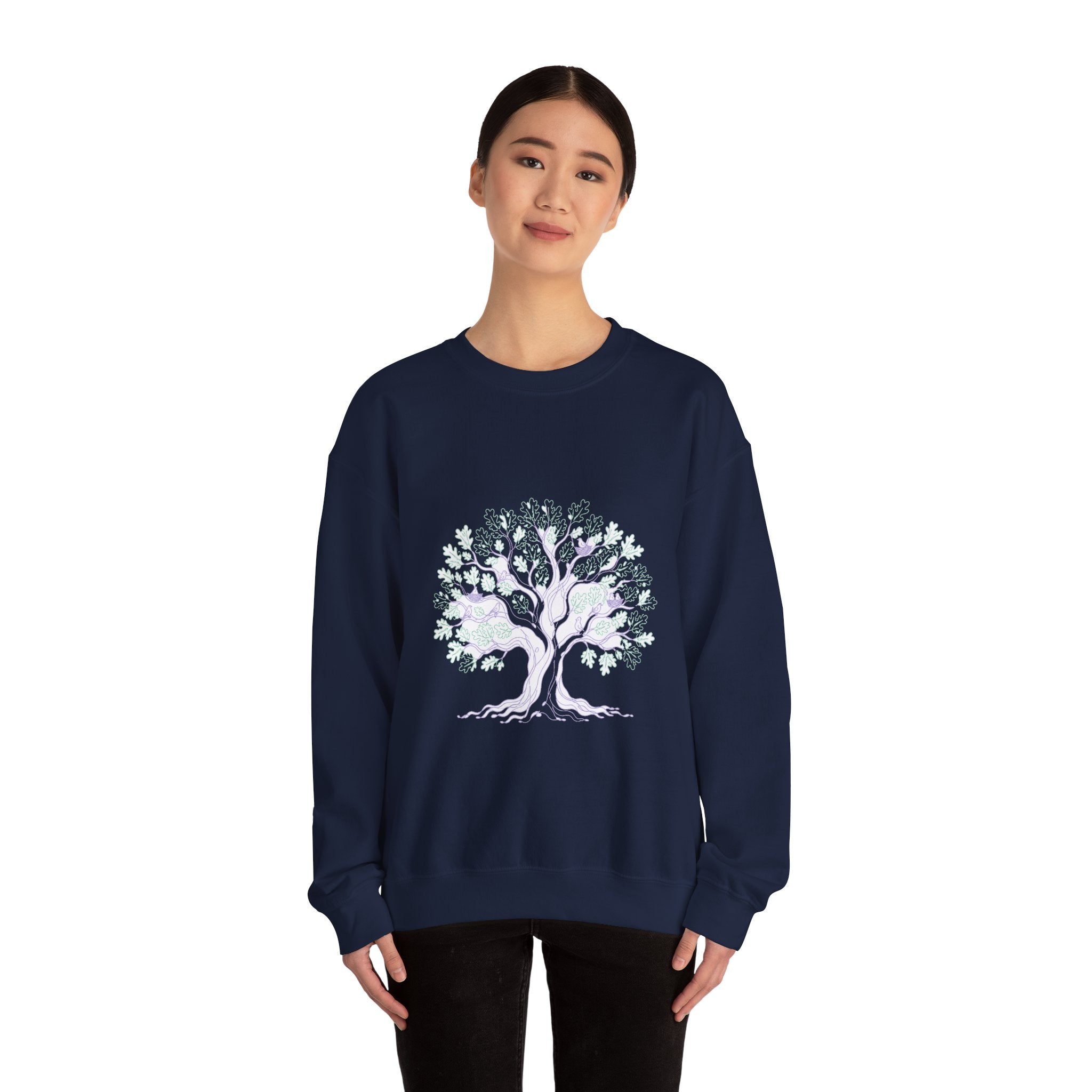 Matching Couple Sweatshirt - Ancient Oak & Deep Roots Matching Couple Comfort Colors Crew Minimalist Art His Hers Christmas Gift - Design A