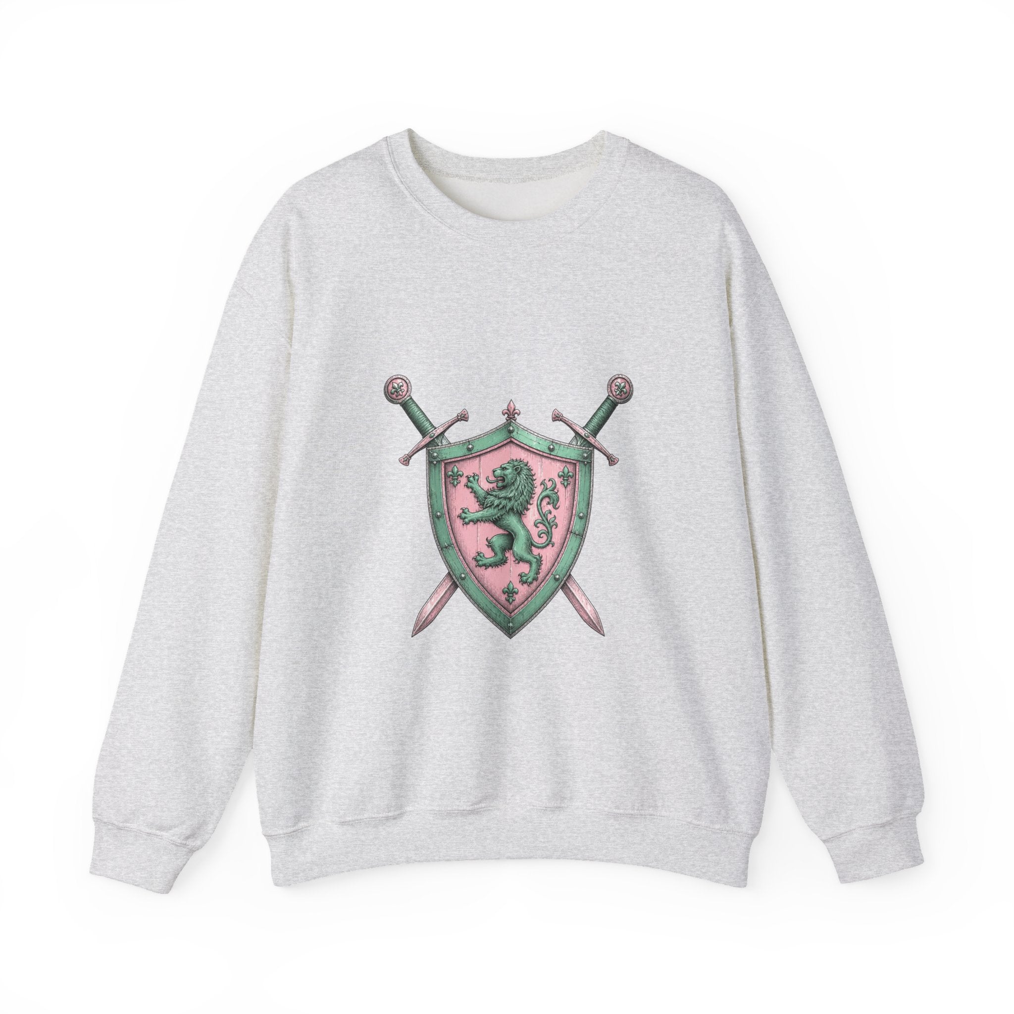 Matching Couple Sweatshirt - Crown & Shield Matching Couple Comfort Colors Crew Hand-Drawn Art His Hers Anniversary Gift - Design B