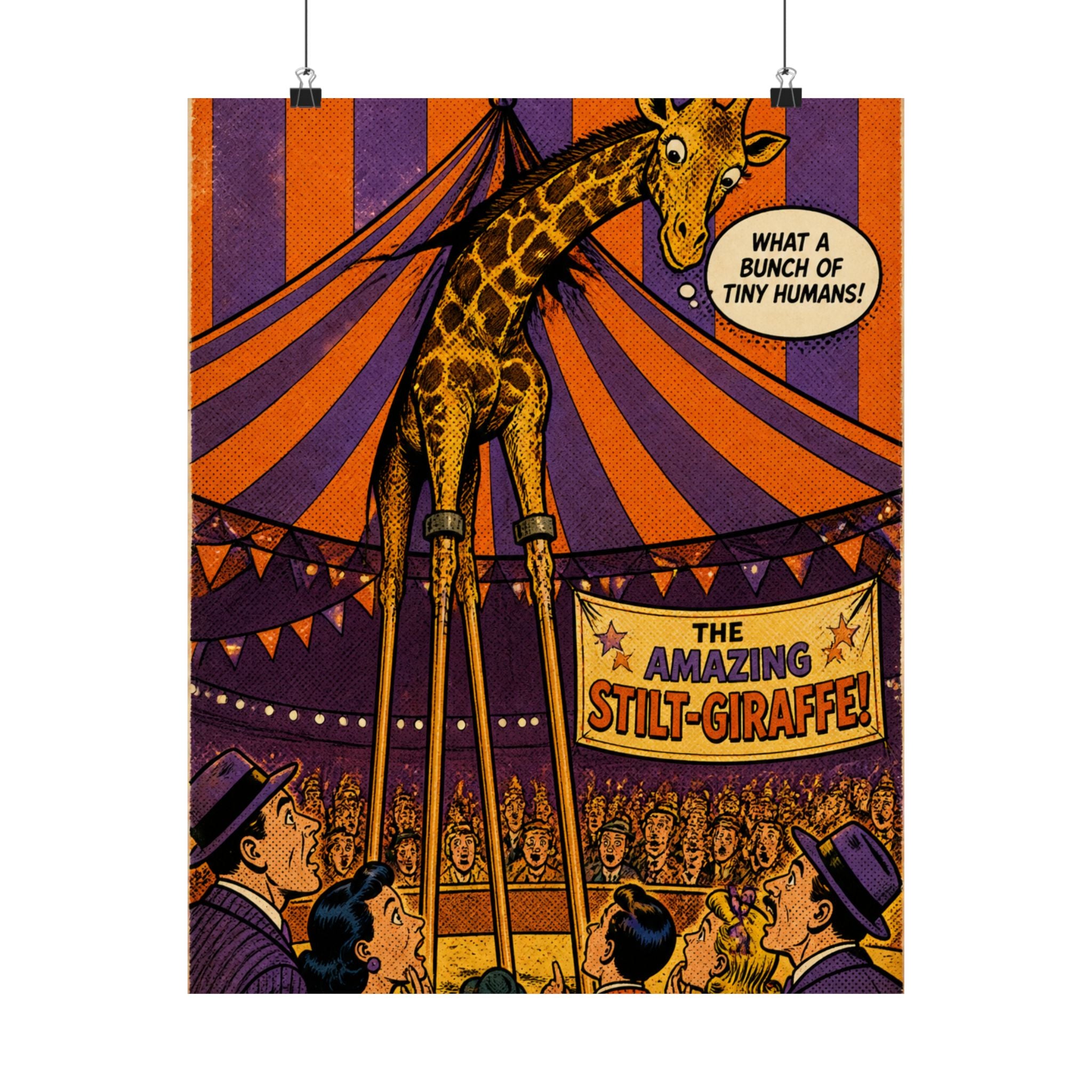 Giraffe on Stilts Wall Art Poster 18×24 Pop Art Living Room Decor Maximalist Print